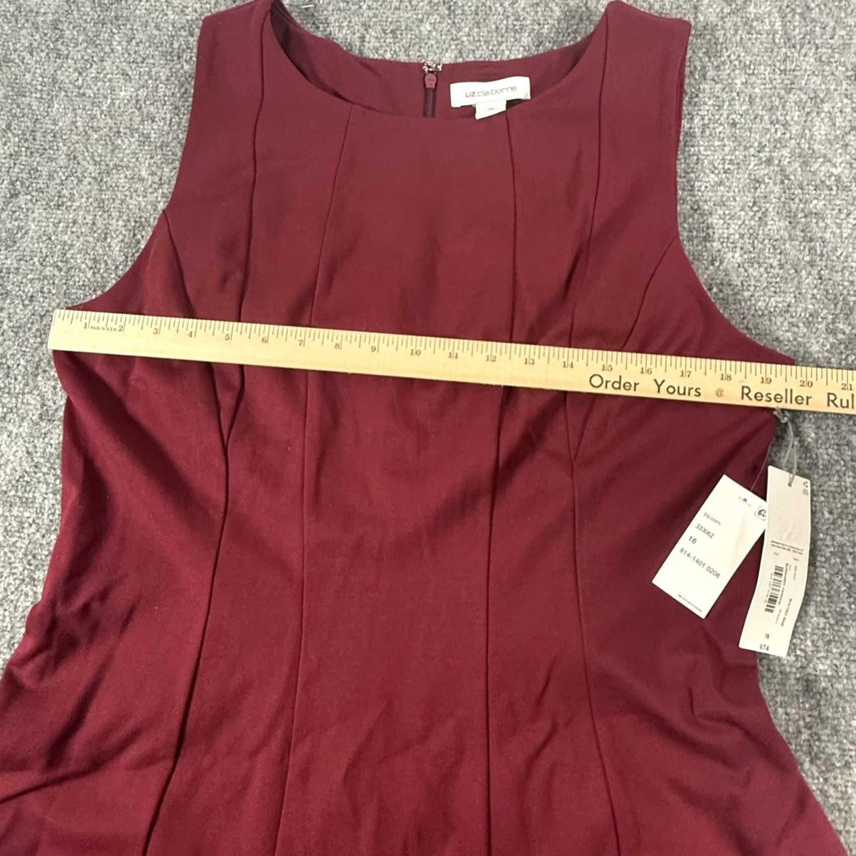 Liz Claiborne Liz Claiborne Dress Womens 16 Burgundy Passion Sleeveless Fit & Flare Womens Sleeveless Scoop Neck Solid Pattern Knee Length New Tags Size XXL / US 16-18 / IT 52-54 - 5 Thumbnail