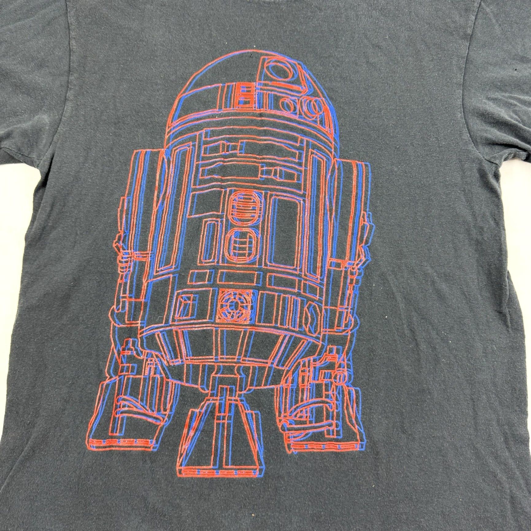 Star Wars VINTAGE Star Wars R2-D2 Shirt Adult Small Black 3D Effect Outline Grunge T-Shirt Mens S Size US S / EU 44-46 / 1 - 2 Thumbnail