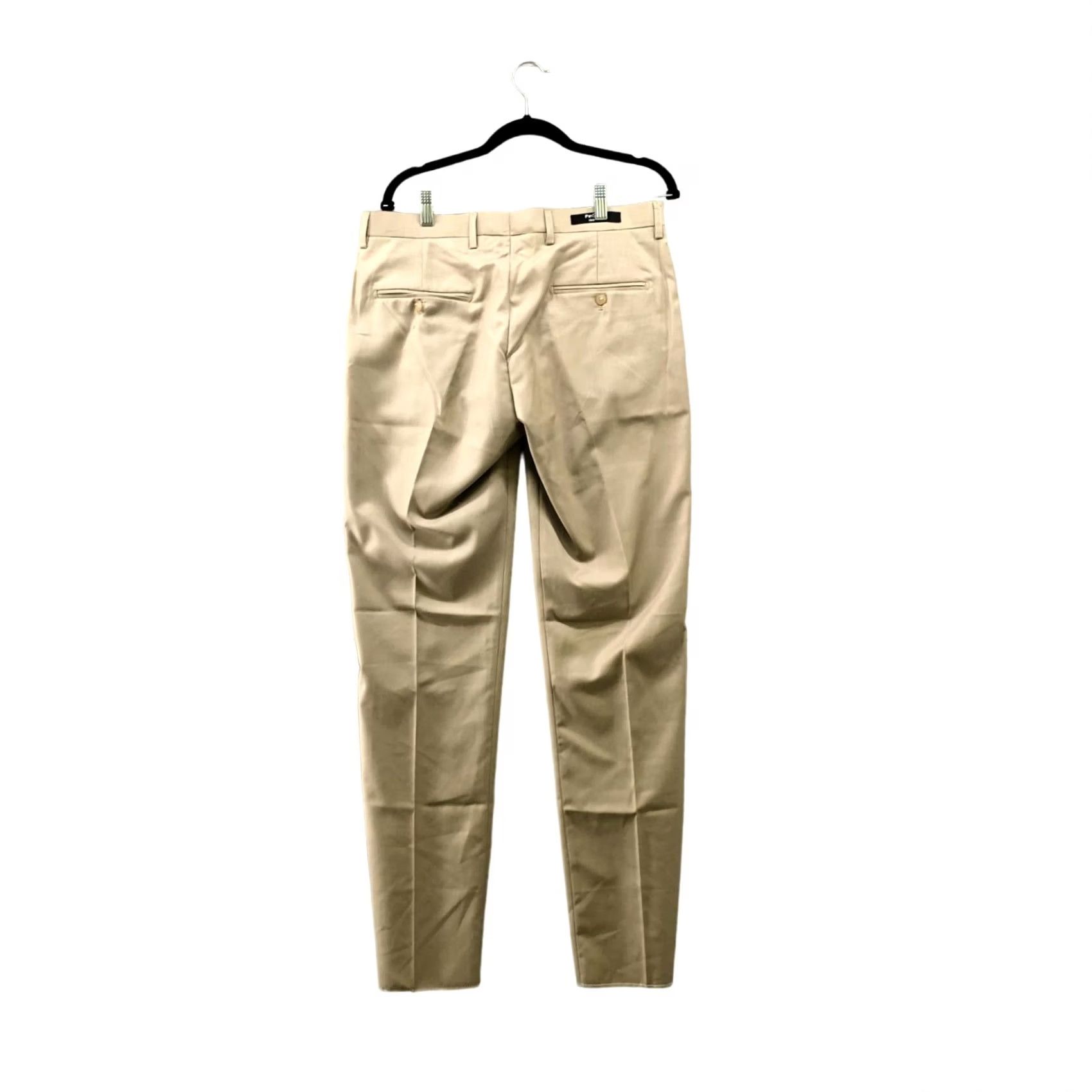 Vintage Pinstripe Clothing Mens Dress Pants Beige Khaki 34 Unhemmed Slim Tapered Flat Front Polyester Blend Zip Fly Quality Workwear NWT Size US 34 / EU 50 - 2 Thumbnail