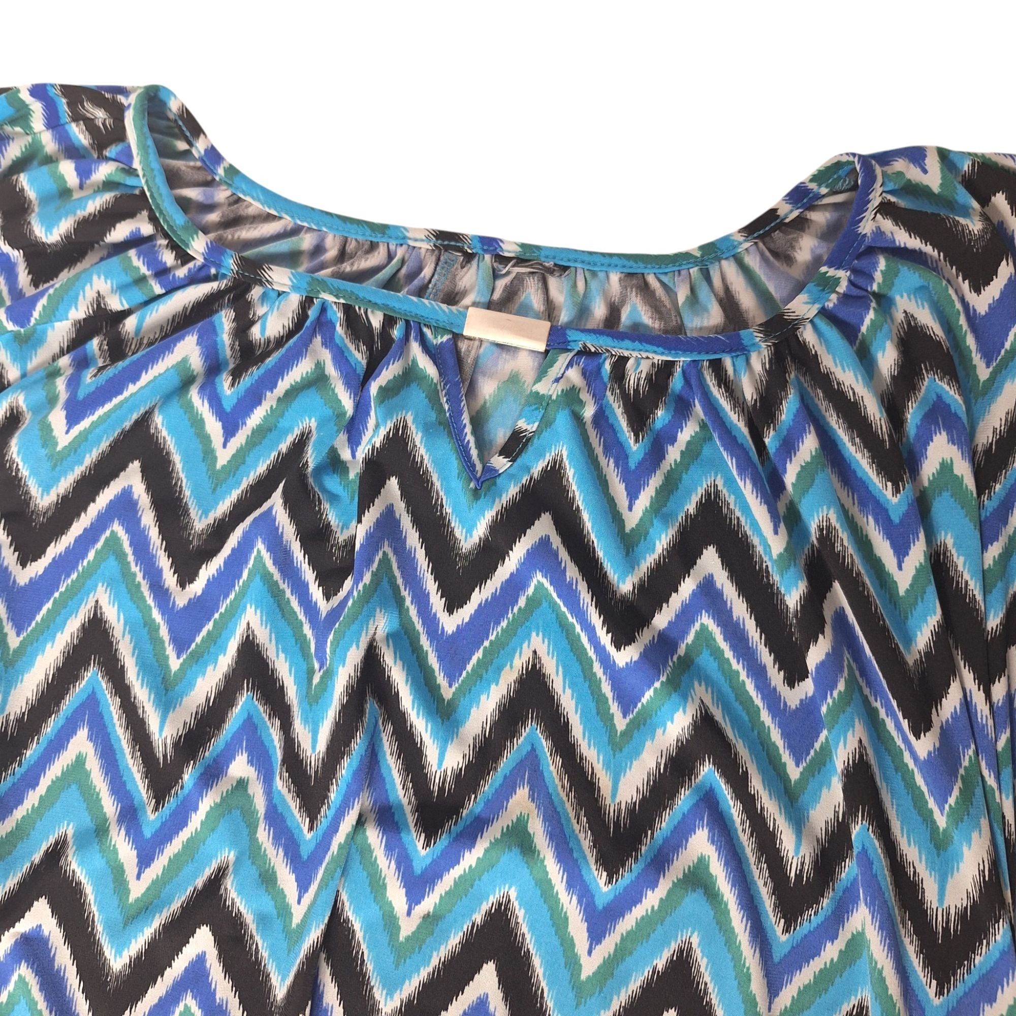 Other Blue Black Chevron Zig Zag Dolman Sleeve Banded Bottom Top S Size S / US 4 / IT 40 - 1 Thumbnail