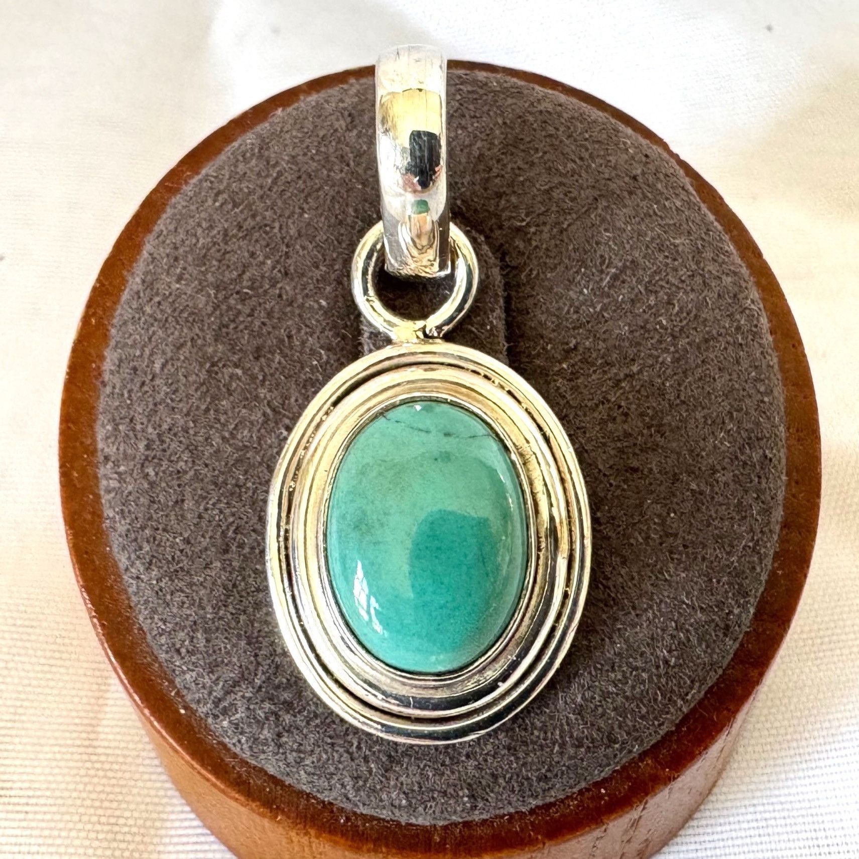 Vintage VTG Sterling Silver 925 Turquoise Bezel Set Statement Pendan Size ONE SIZE - 1 Thumbnail