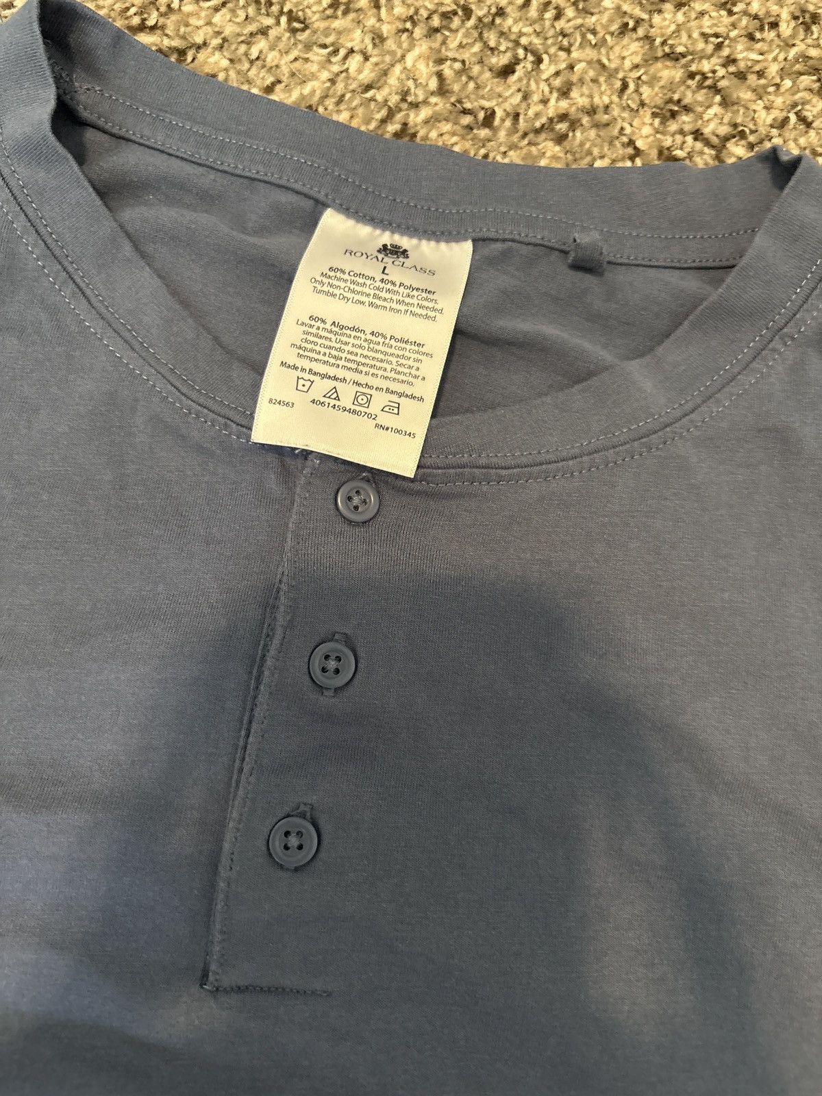 Vintage Deep Blue Henley Size US M / EU 48-50 / 2 - 3 Thumbnail