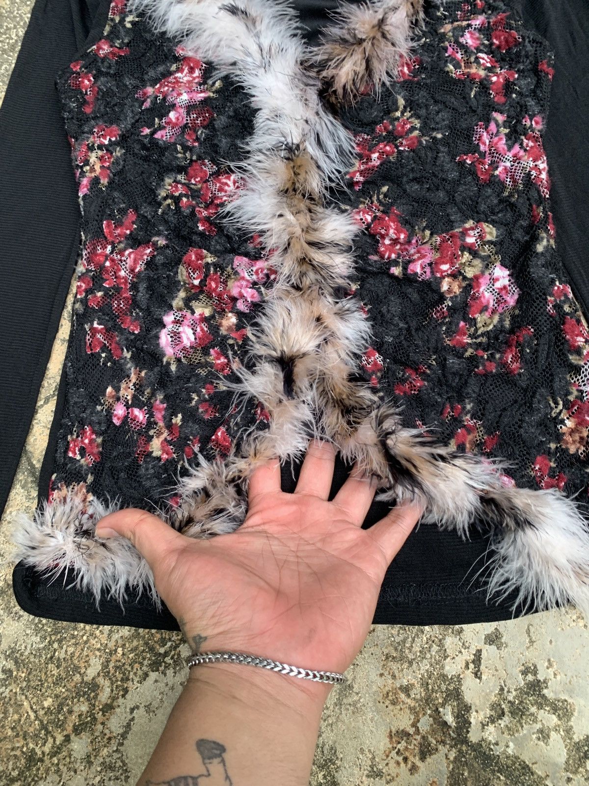 Japanese Brand y2k Unknown Fur Floral Trim Multicolor Longsleeve Mesh Top Size S / US 4 / IT 40 - 6 Thumbnail