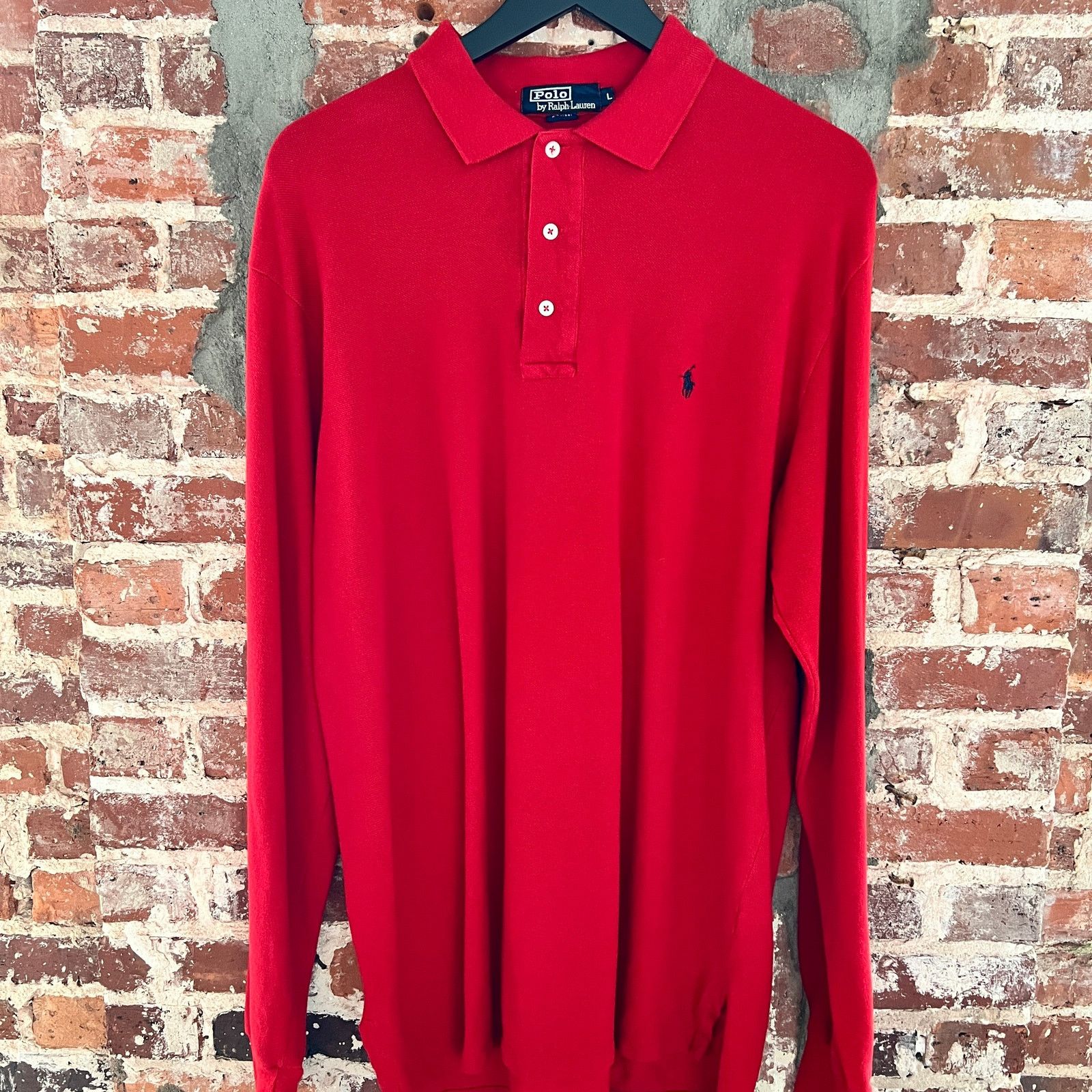 Polo Ralph Lauren VTG Polo Ralph Lauren Made USA Men's Red LS Polo Shirt L Size US L / EU 52-54 / 3 - 2 Thumbnail