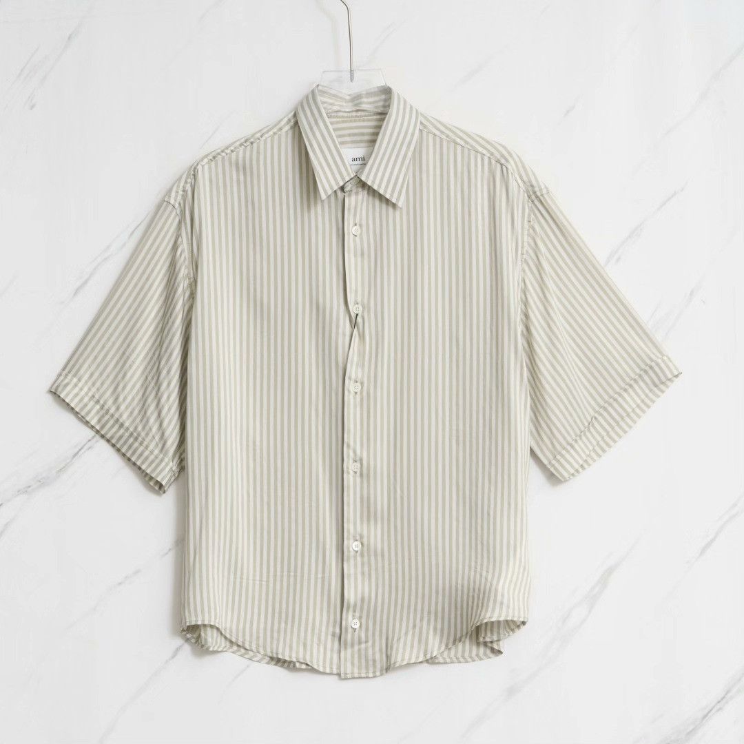Ami Paris Men's Striped Collar Shirt