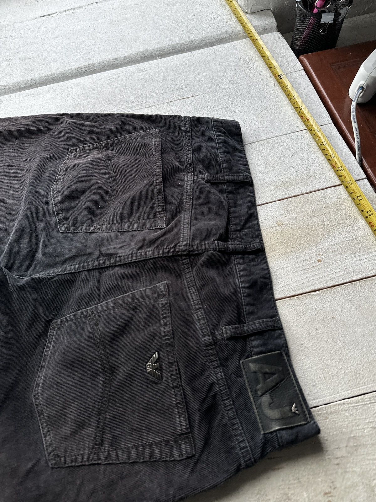 Giorgio Armani VNTG🚨90s Armani Jeans CORDUROY FADED BLACK Mens Pants Size US 32 / EU 48 - 8 Thumbnail