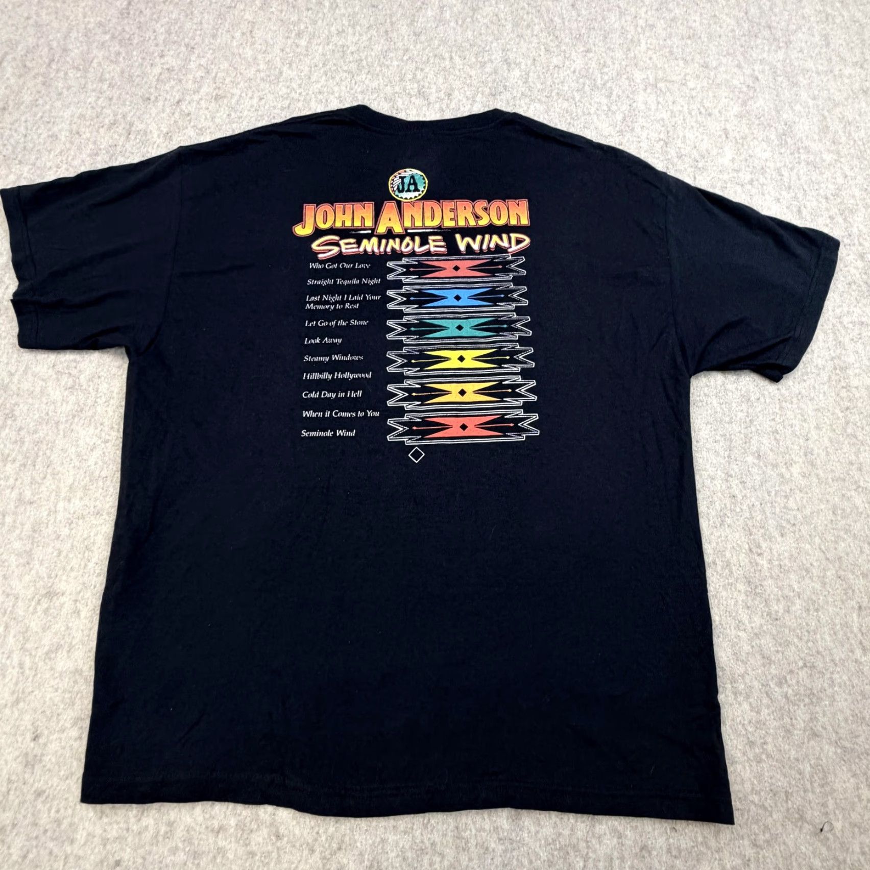 Delta VINTAGE John Anderson Shirt Mens XL Black Seminole Wind Country Tour 90s Size US XL / EU 56 / 4 - 7 Thumbnail