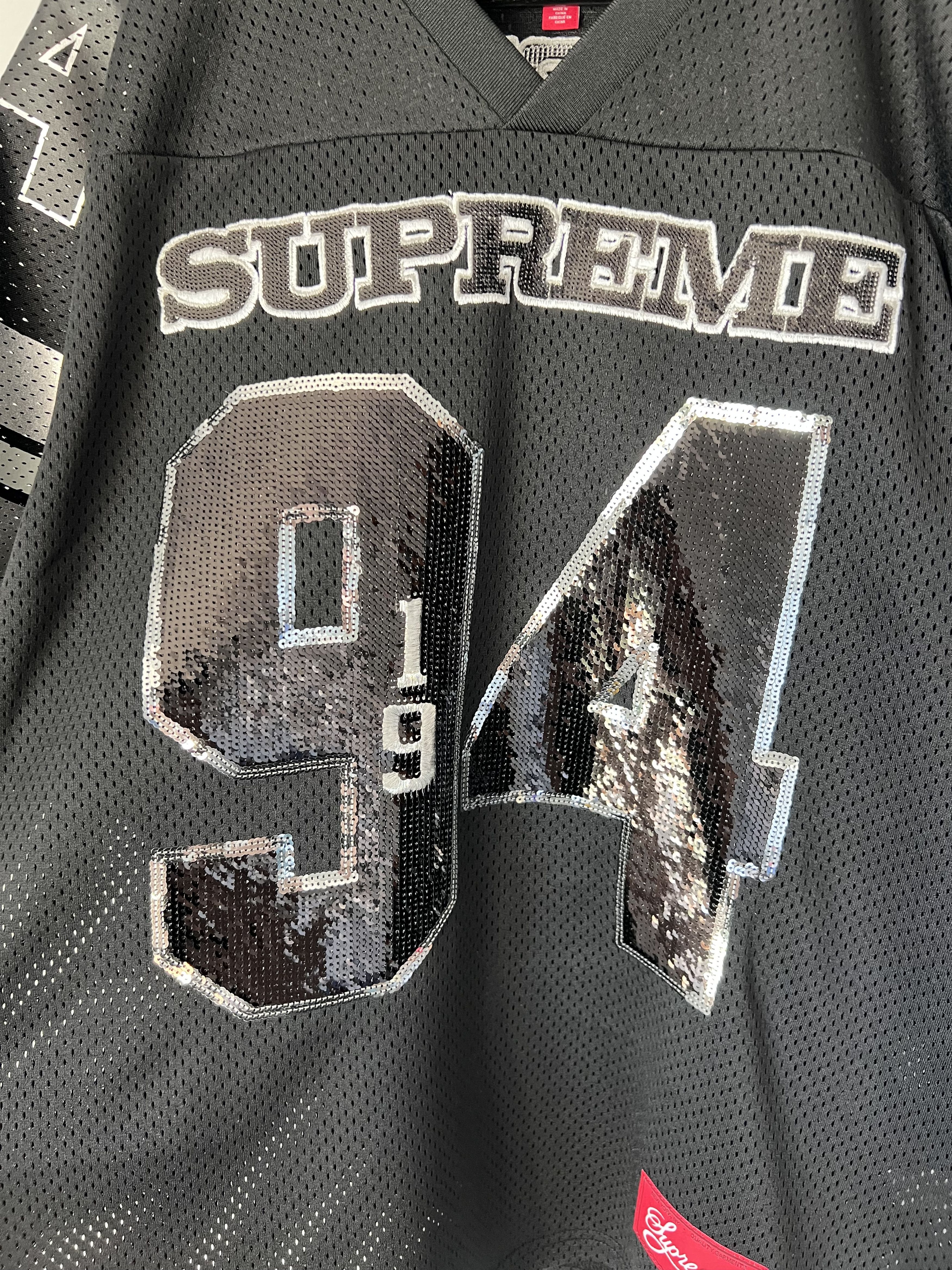 Supreme Sequin Football Jersey in Black