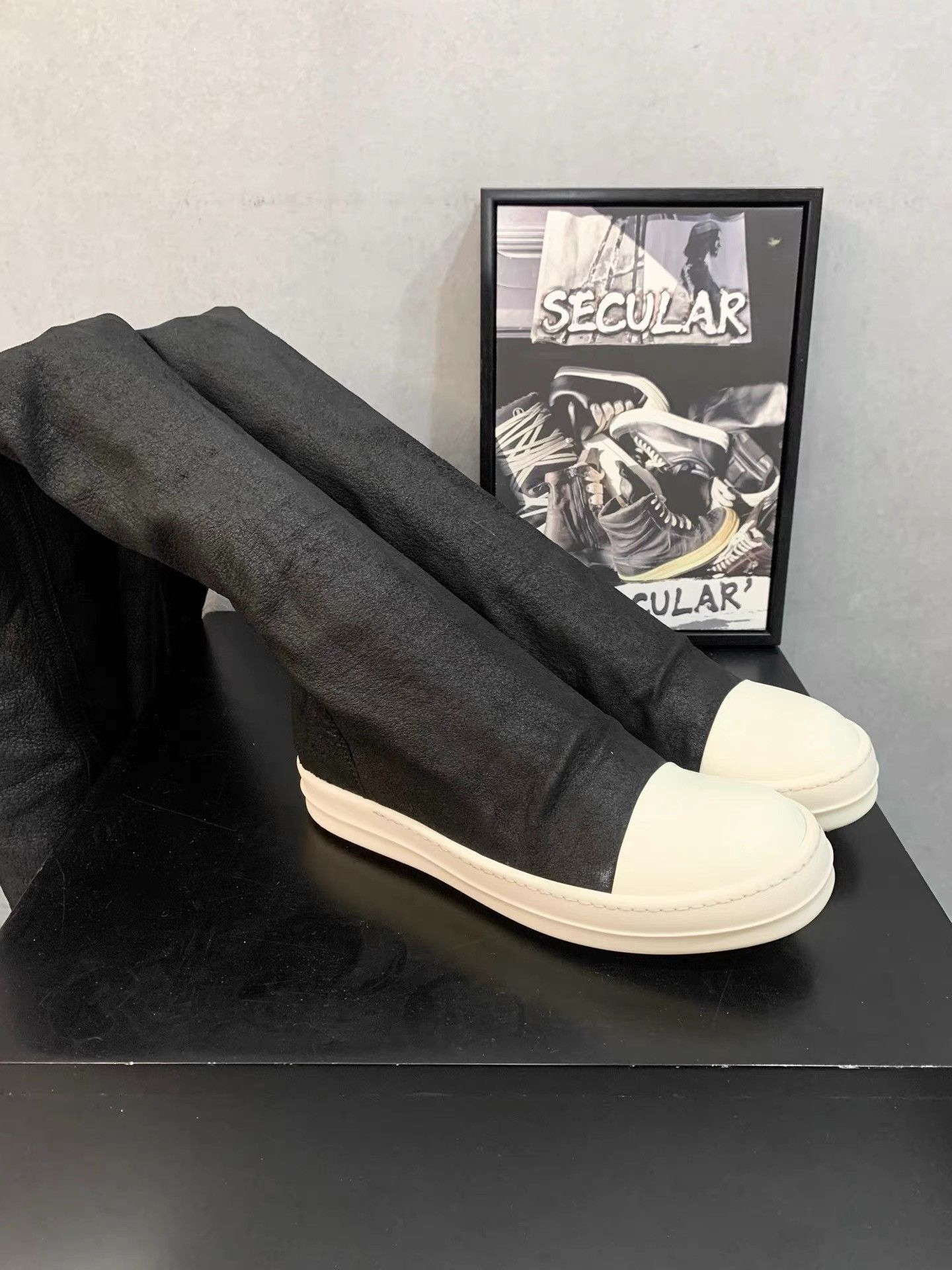 Rick Owens Rick Owens Mainline Lambskin Over-the-knee Boots K34 Size US 6.5 / IT 36.5 - 1 Thumbnail