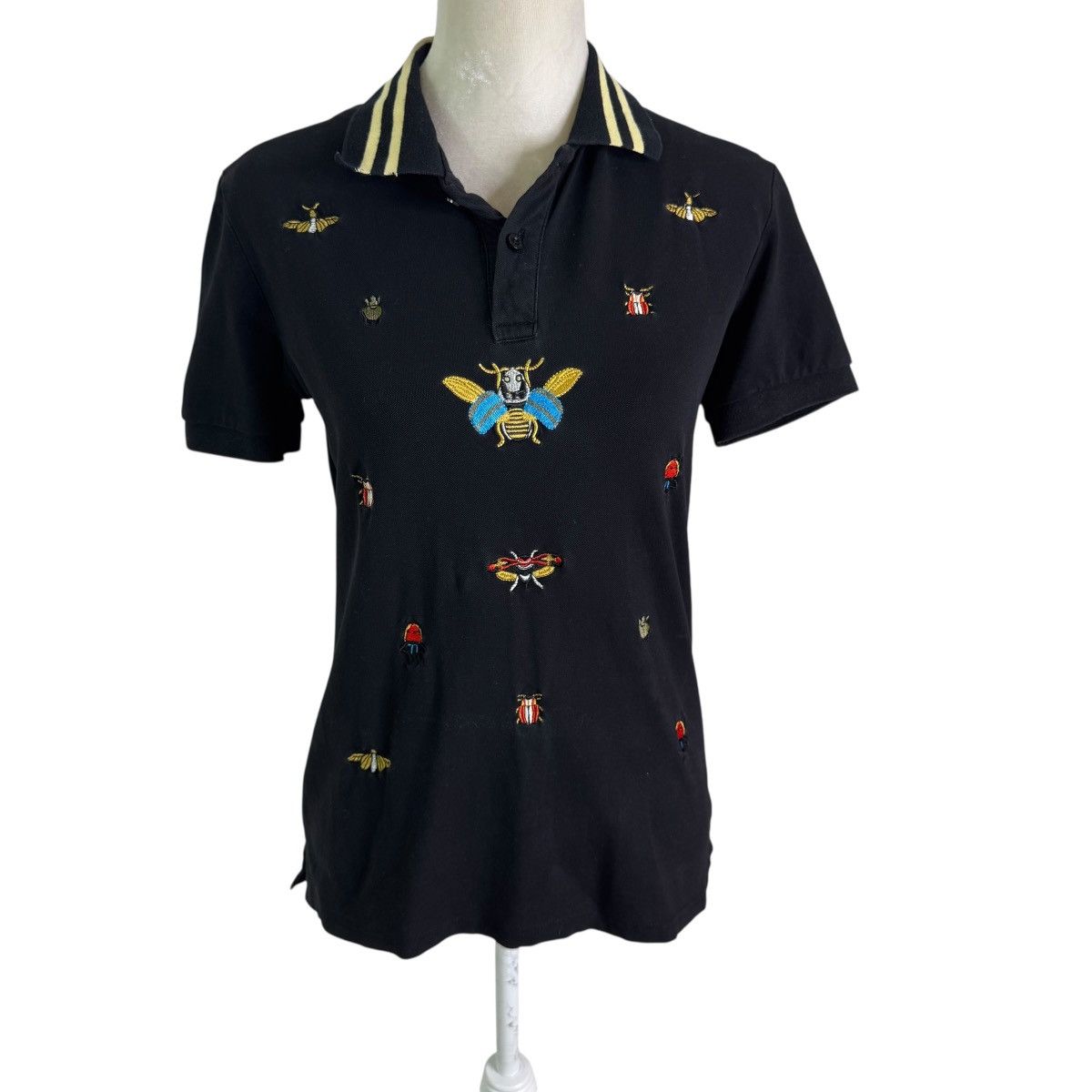 Gucci Gucci Black Cotton Pique Insects Embroidered Polo Shirt M Size US M / EU 48-50 / 2 - 14 Thumbnail