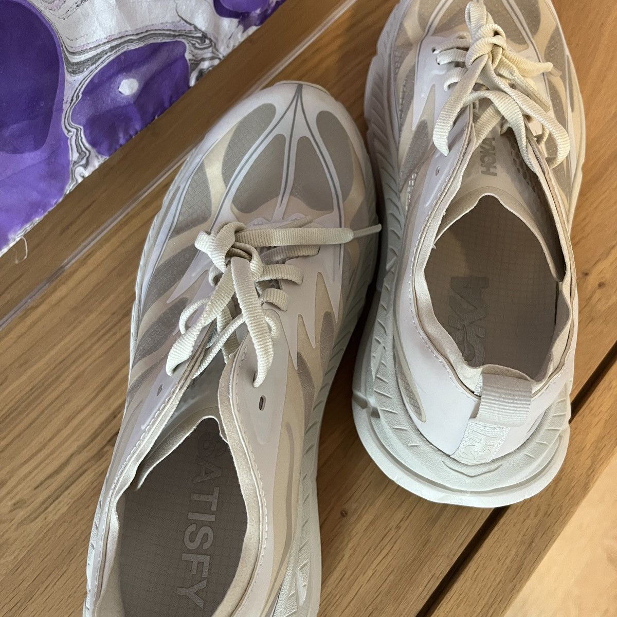 Hoka × Satisfy 🌊 SAMPLE UNRELEASED Satisfy Hoka Mafate 4 Lite STSFY Bone Size US 6 / EU 39 - 6 Thumbnail