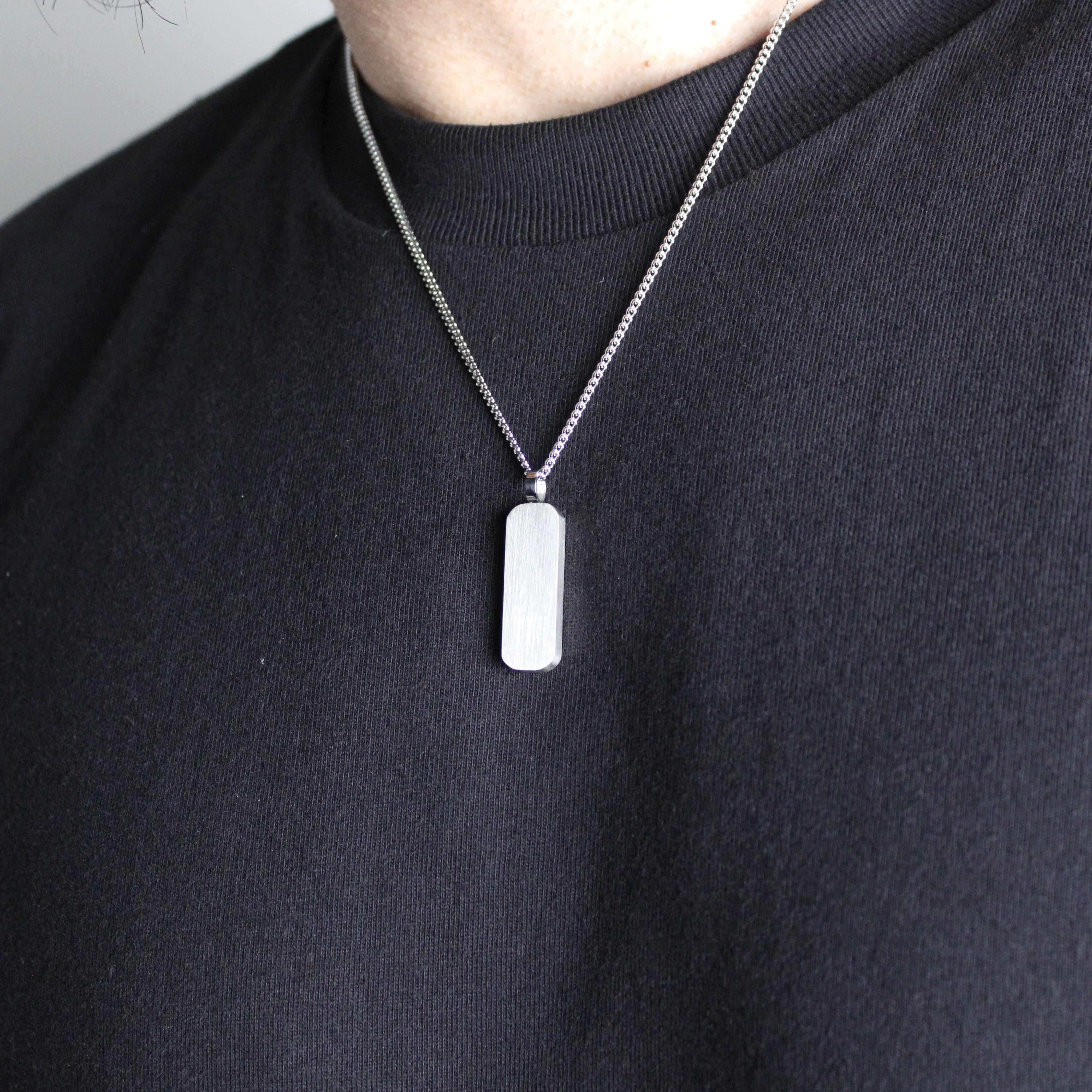 Jewelry Silver Bar Pendant Chain Necklace Stainless Steel Size ONE SIZE - 3 Thumbnail