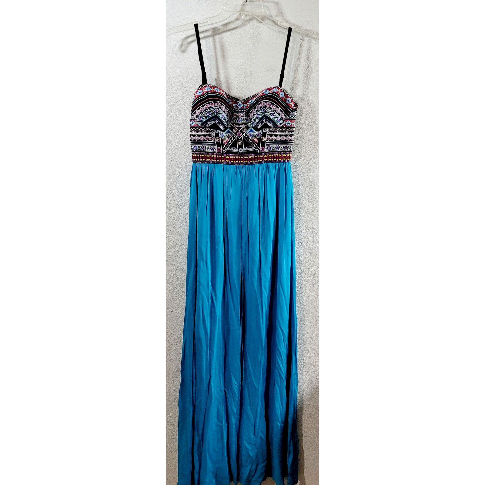Other Soieblu Blue Multi Color Embroidered Strapless Maxi Dress S Size S / US 4 / IT 40 - 6 Thumbnail