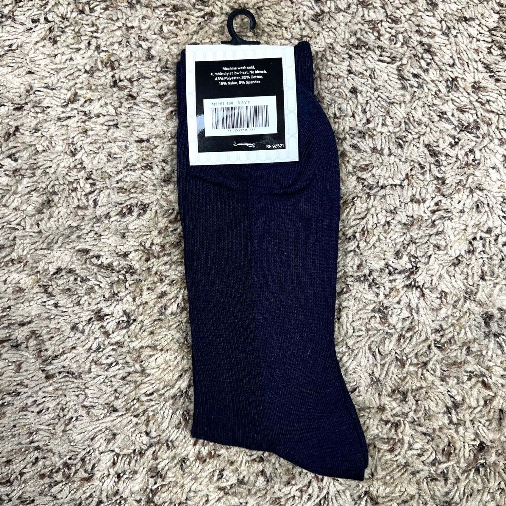 Old Navy Old Navy Mens Socks Crew 1 Pair 7-12 Navy Blue Cotton/Polyester/Spandex Mid Calf Rib-knit Opening Size ONE SIZE - 2 Thumbnail