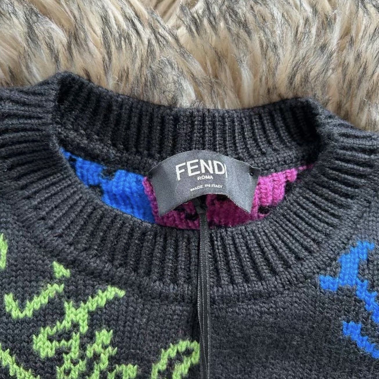 Fendi Fendi Artist Allover Knit Crewneck Sweater – FW21 Size US S / EU 44-46 / 1 - 4 Thumbnail