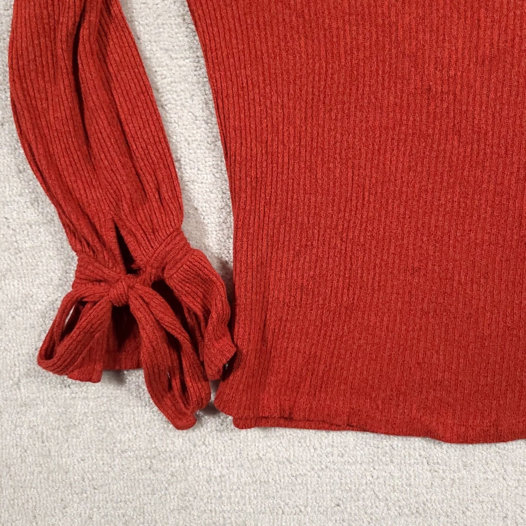 Lucky Brand Lucky Brand Sweater Women's XL Dark Orange Boat Neck Knit Ribbed Tie Sleeve Flared Sleeve Knit Pullover Size XL / US 12-14 / IT 48-50 - 4 Thumbnail
