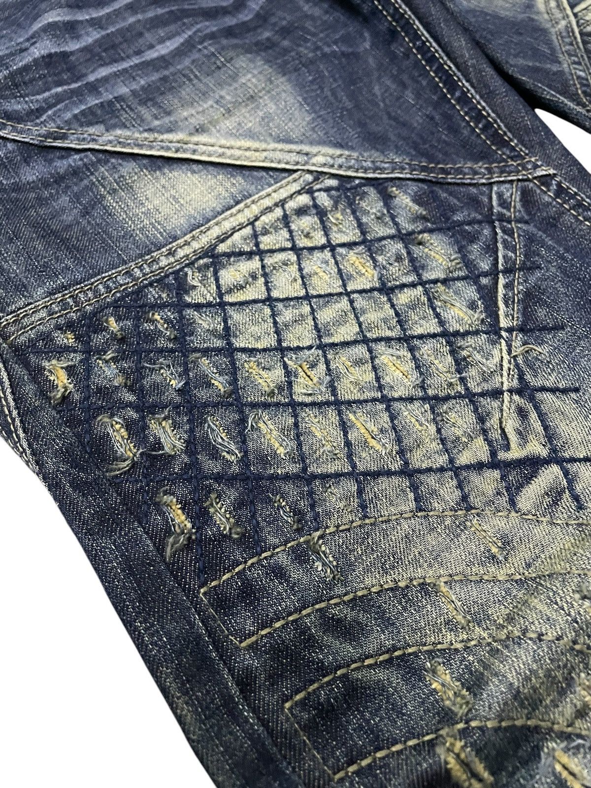 Japanese Brand Lemans Japan Asymmetrical Panel Heavy Stitch Boro Jeans Size US 32 / EU 48 - 12 Thumbnail