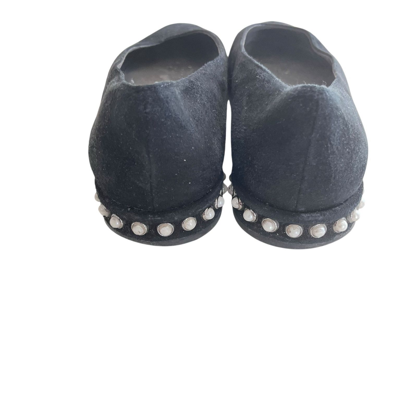 Stuart Weitzman Stuart Weitzman Chicpearl Black Suede Faux Pearl Flats Size US 8 / IT 38 - 4 Thumbnail