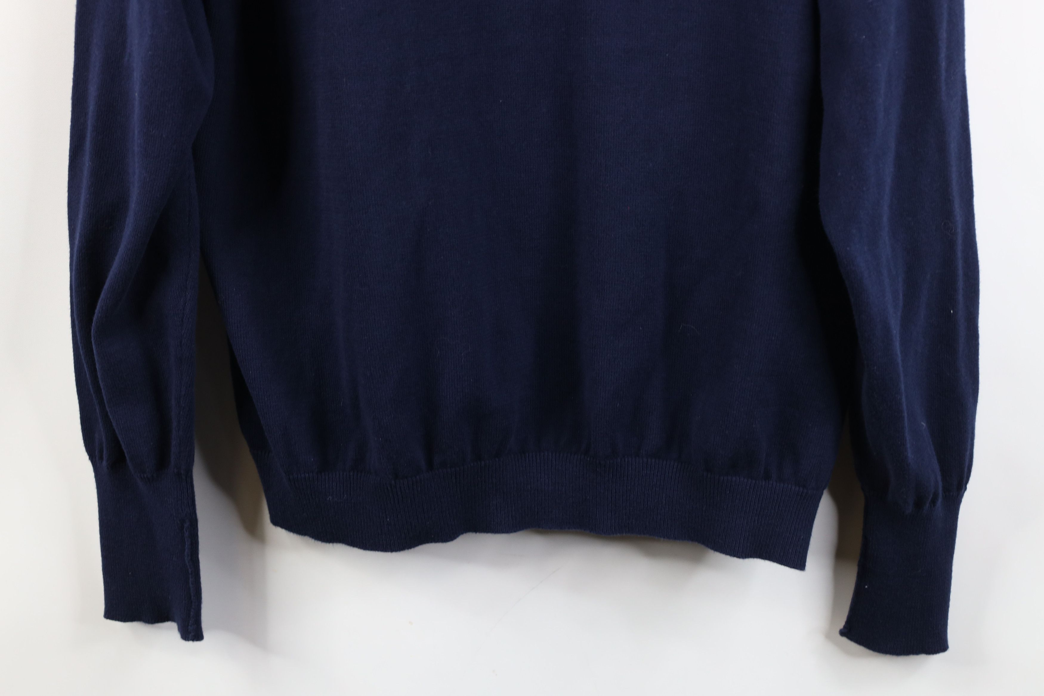 Lands' End Vintage 90s Lands End Cotton Ribbed Knit V-Neck Sweater Navy Size US L / EU 52-54 / 3 - 3 Thumbnail