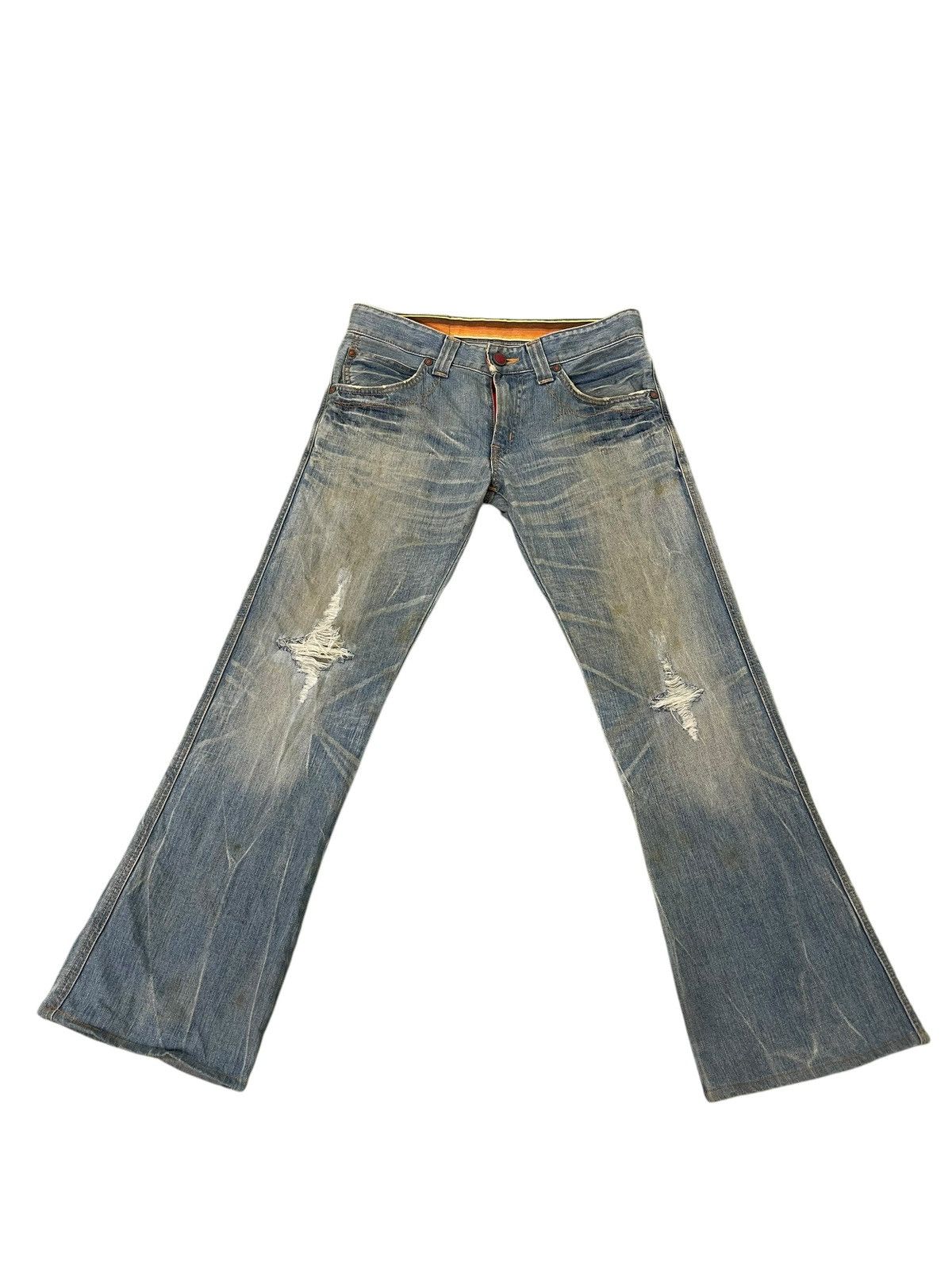 Edwin Flare Jeans Edwin Faded Distress Dirty Grunge Boot Cut 1🟦4 Size US 32 / EU 48 - 2 Thumbnail
