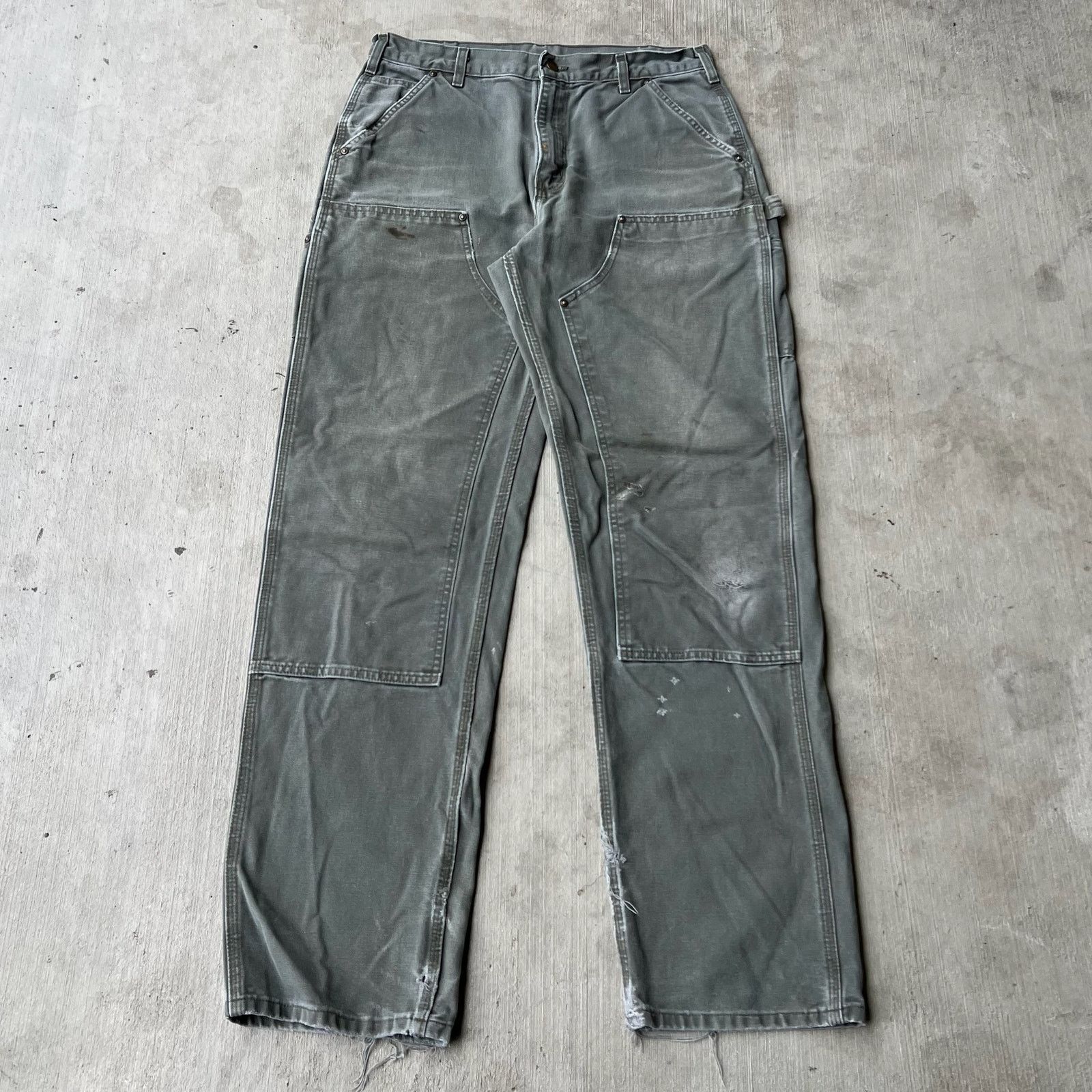 Carhartt × Vintage Carhartt green double knee work wear carpenter pants Size US 33 - 1 Thumbnail