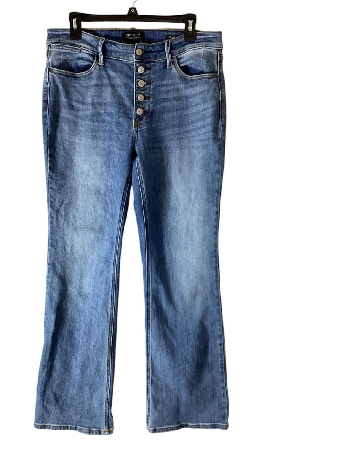 Designer Judy Blue Jeans Womens 13/31 High Rise Button Fly Boot Cut Size 31" - 1 Thumbnail