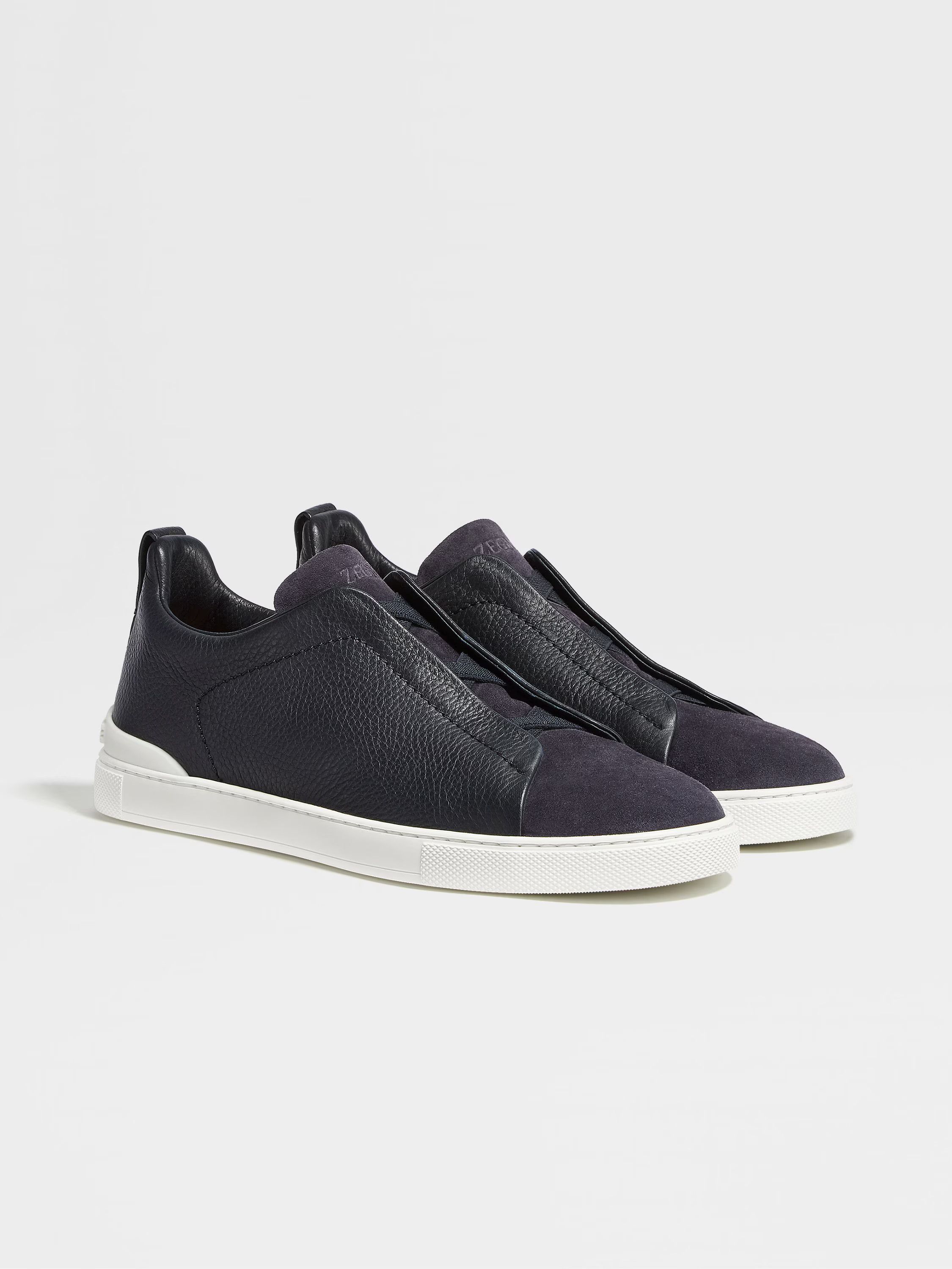 Ermenegildo Zegna o1s1rm0325 RLHRHS Triple Stitch™ Pelle e Suede Sneakers Navy Size US 12 / EU 45 - 2 Thumbnail