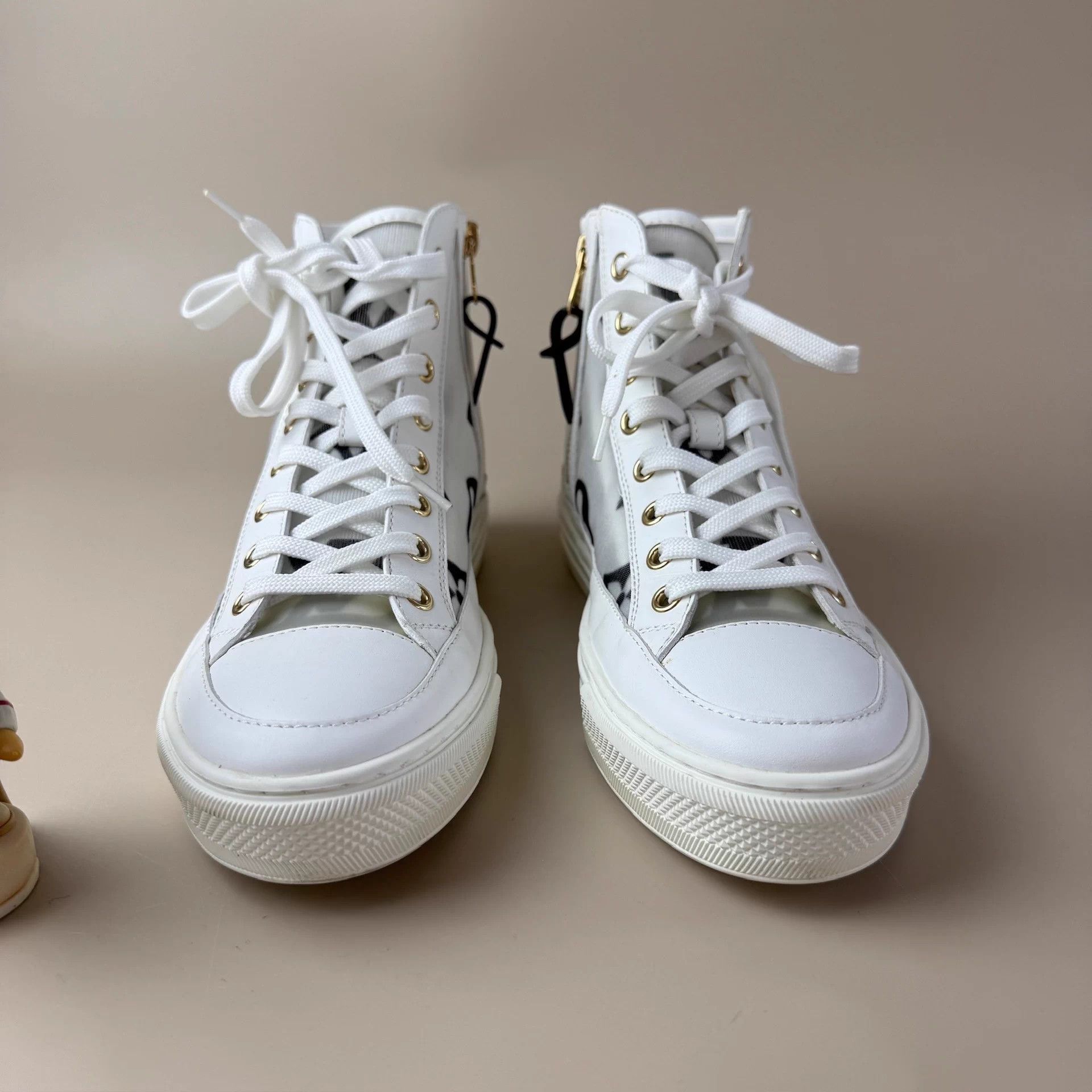Louis Vuitton LV Black & White Monogram Zipper Sneakers EUR 36.5 Size US 5.5 / IT 35.5 - 2 Thumbnail
