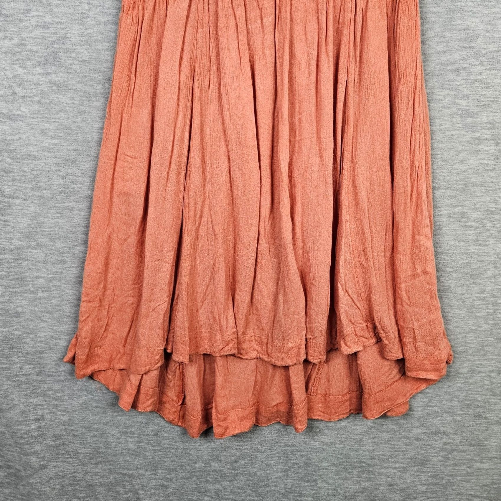 Free People Free People Women's Orange Embroidered Short Sleeve Flared Dress S Size 28" / US 6 / IT 42 - 3 Thumbnail
