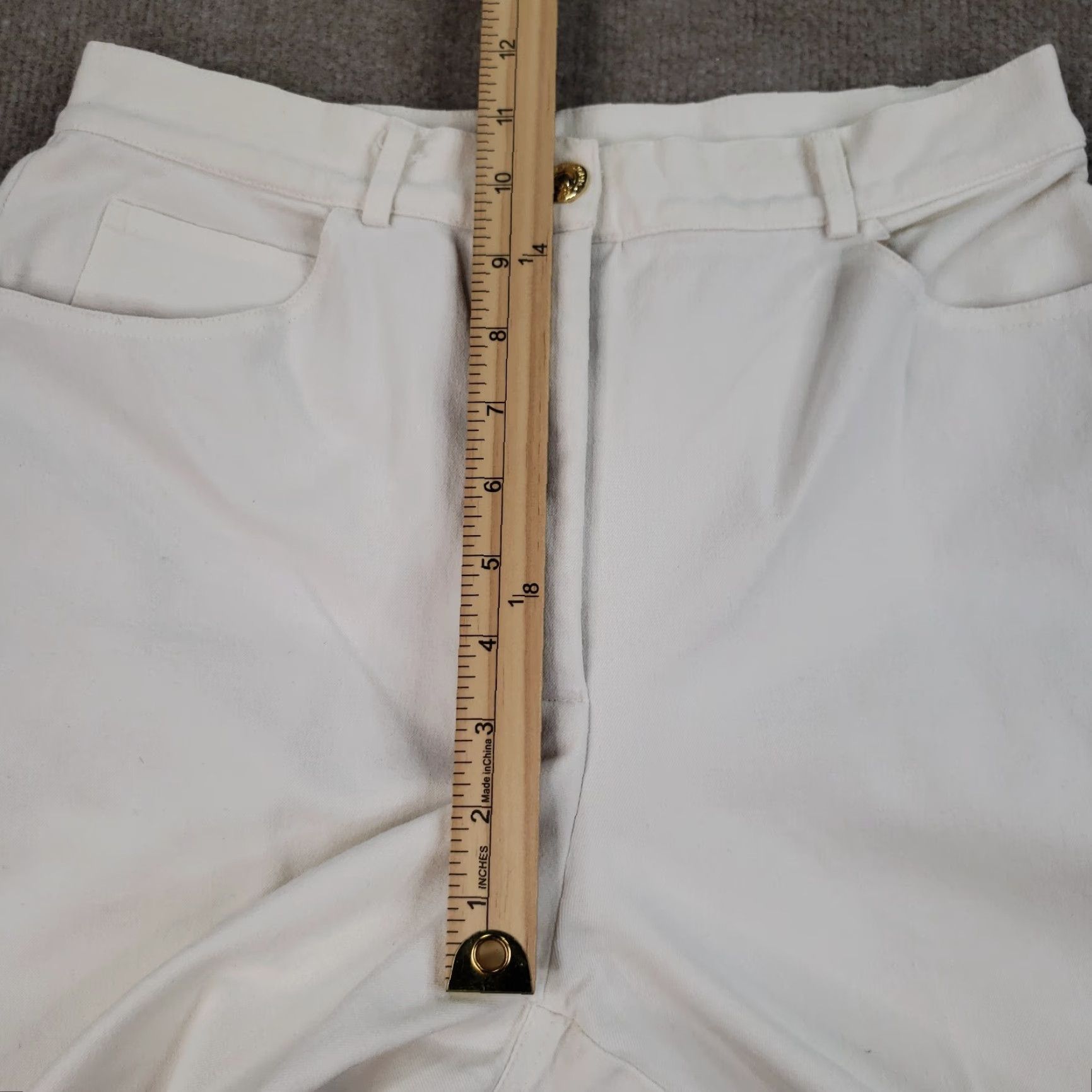 Vintage St John Sport Womens Capri Pants 10 White Stretch Cropped Butterfly Studded Size 32" / US 10 / IT 46 - 6 Thumbnail