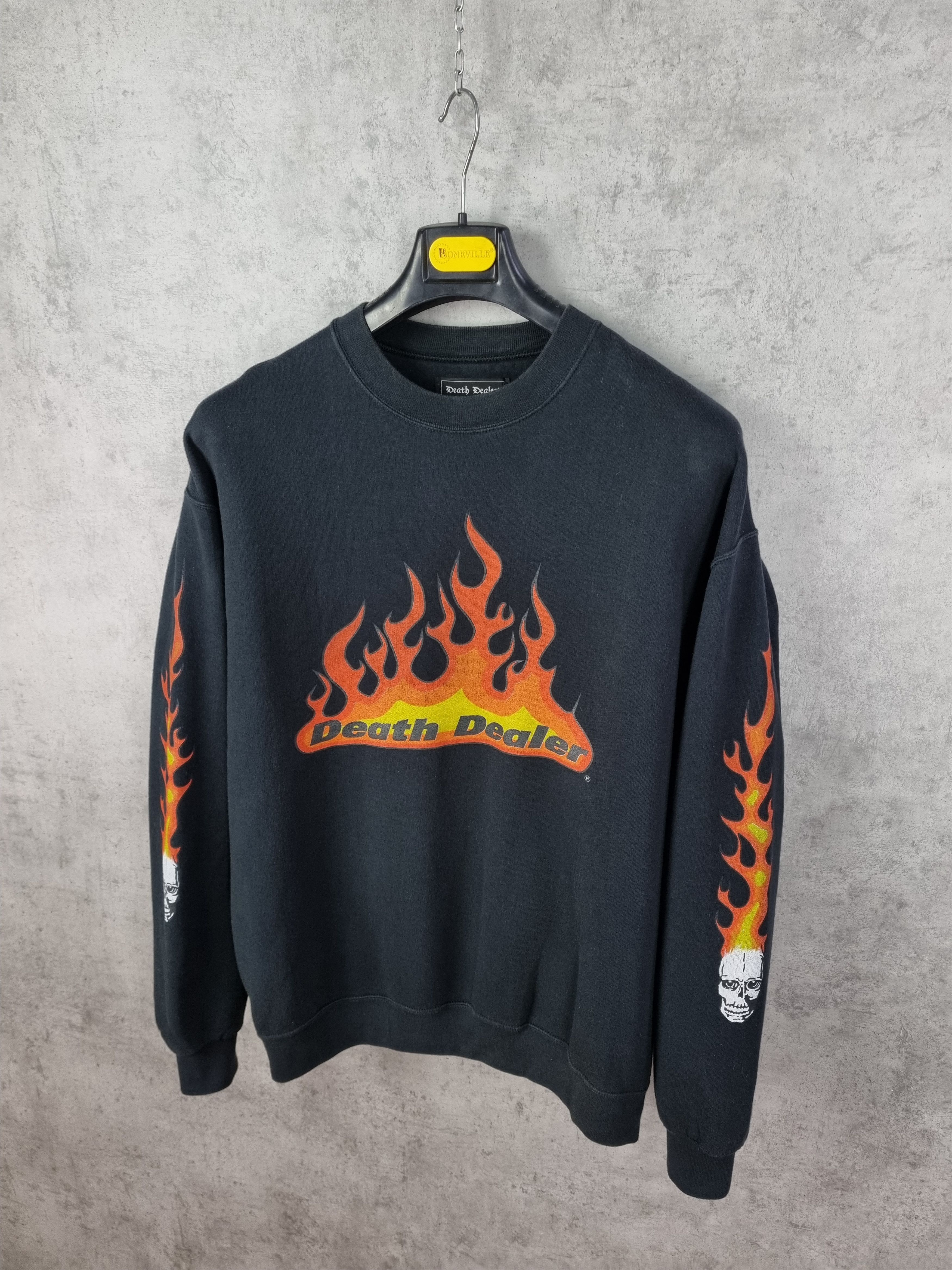 Vintage Death Dealer Flames Fire Sweatshirt Thrasher style