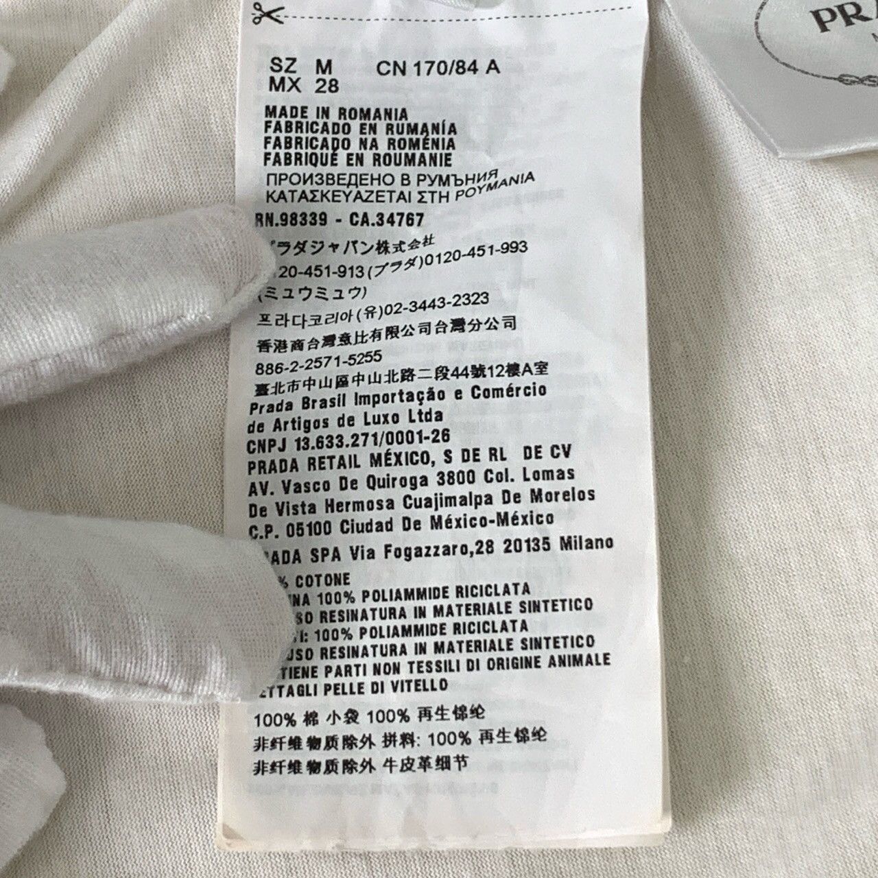 Prada Prada White Logo Pocket Cotton T-Shirt M Size US M / EU 48-50 / 2 - 4 Thumbnail