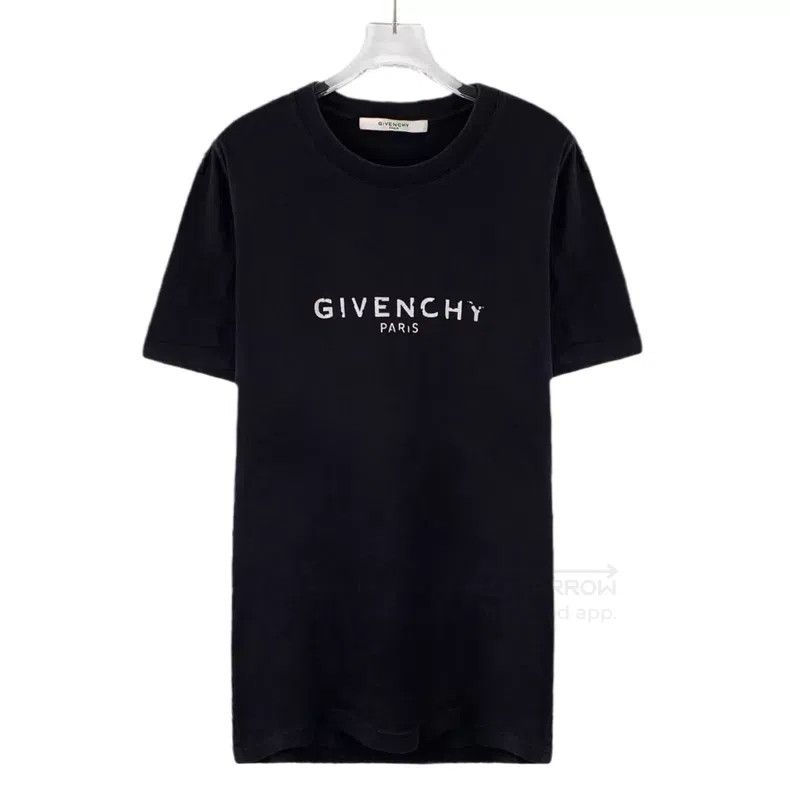 Givenchy Givenchy Black Logo Letter Printed Cotton Crew Neck Short- Size US M / EU 48-50 / 2 - 1 Thumbnail