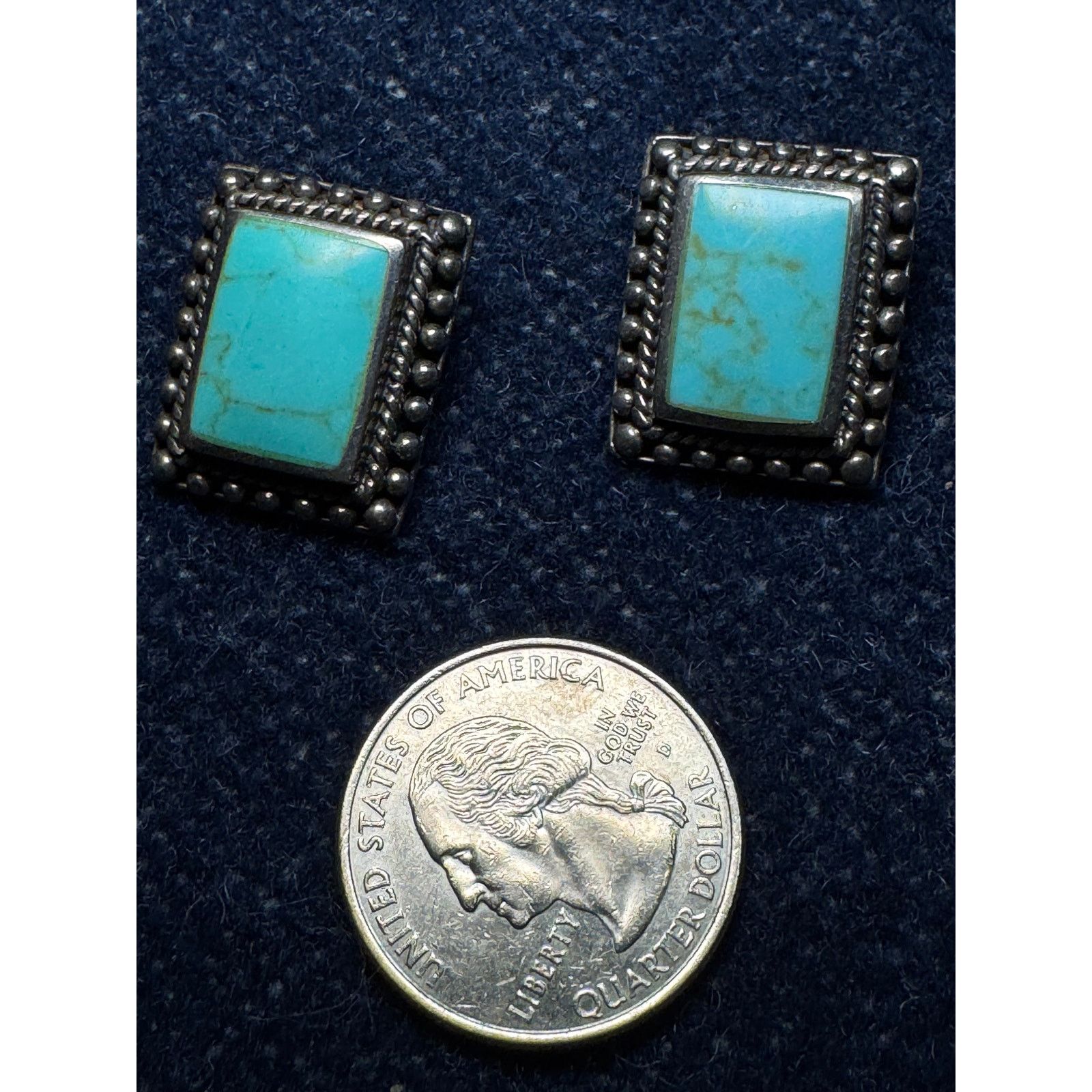 Other 925 Sterling Silver Turquoise Post Earrings Size ONE SIZE - 4 Thumbnail