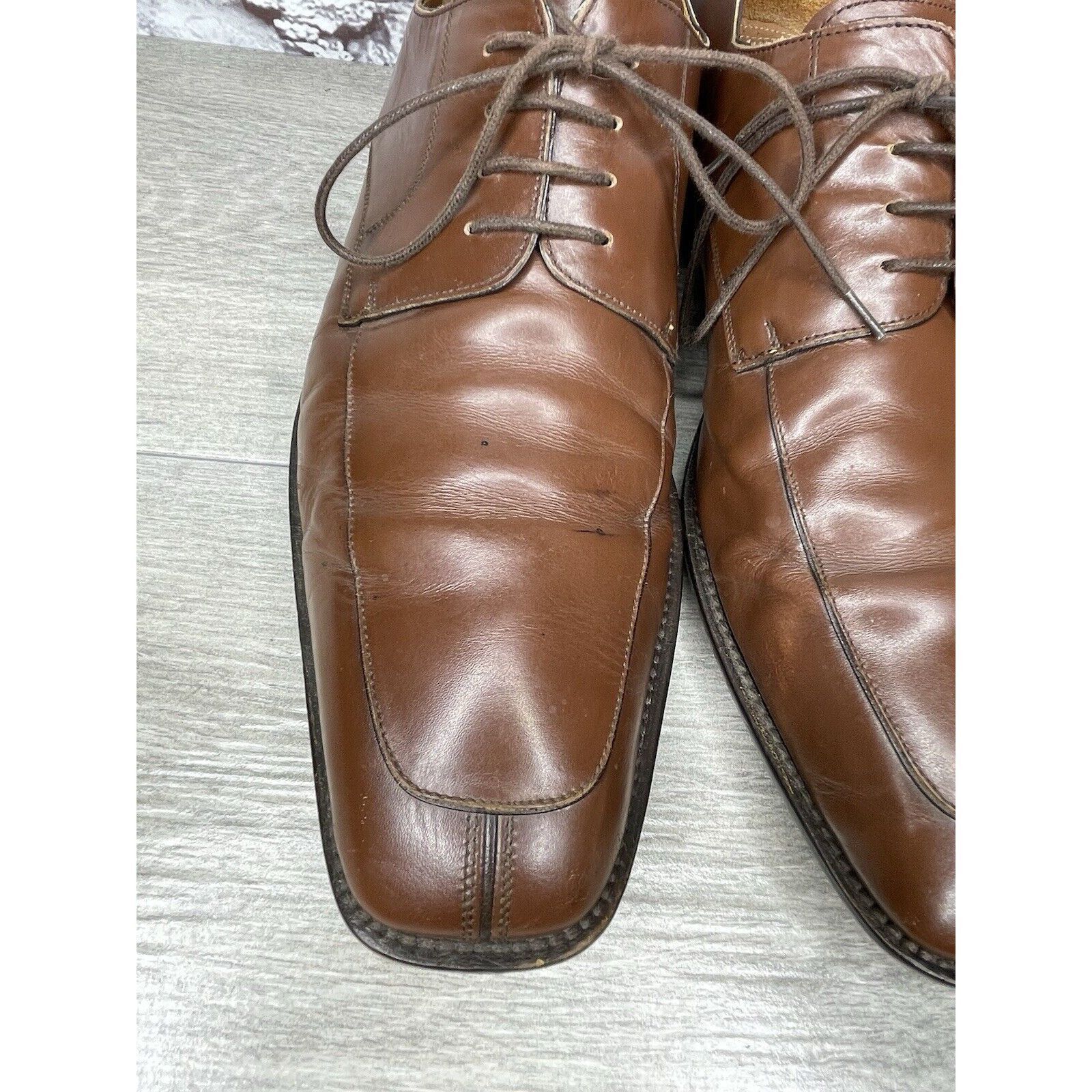Mezlan Mezlan Carmichael Brown Leather LaceUp Oxfords Square Toe Dr Size US 12 / EU 45 - 12 Thumbnail