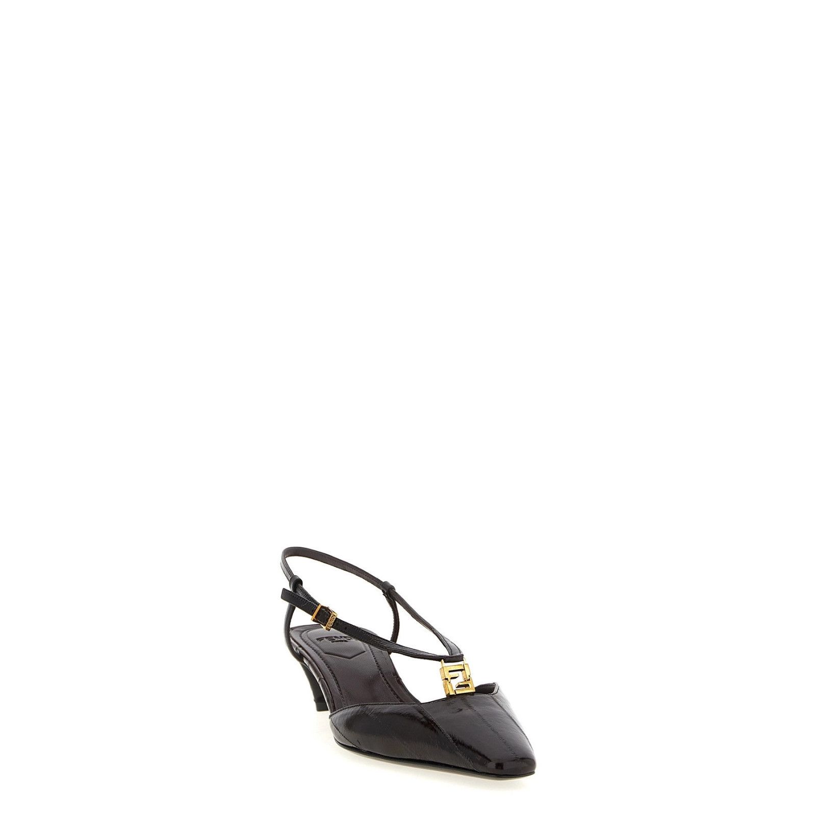 FENDI FFold $1050 Brown 40mm Slingback Pumps New & Authentic
