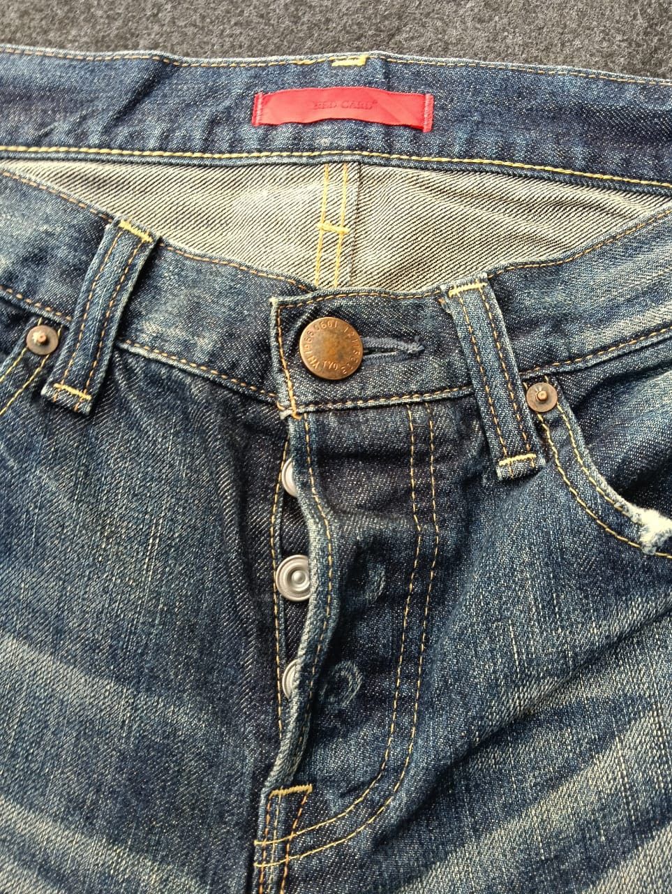 Japanese Brand 💥 Crazy faded Red Card Japanese Denim. Size US 32 / EU 48 - 3 Thumbnail