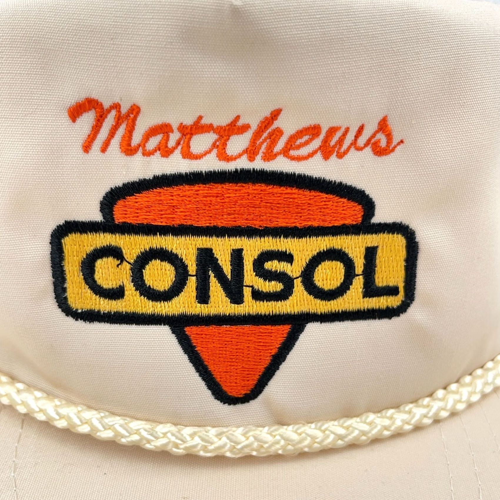 Coal VINTAGE Consol Trucker Hat Cap Coal Mining 80s 90s Rope Matthews Tan One Size Mens Size ONE SIZE - 2 Thumbnail