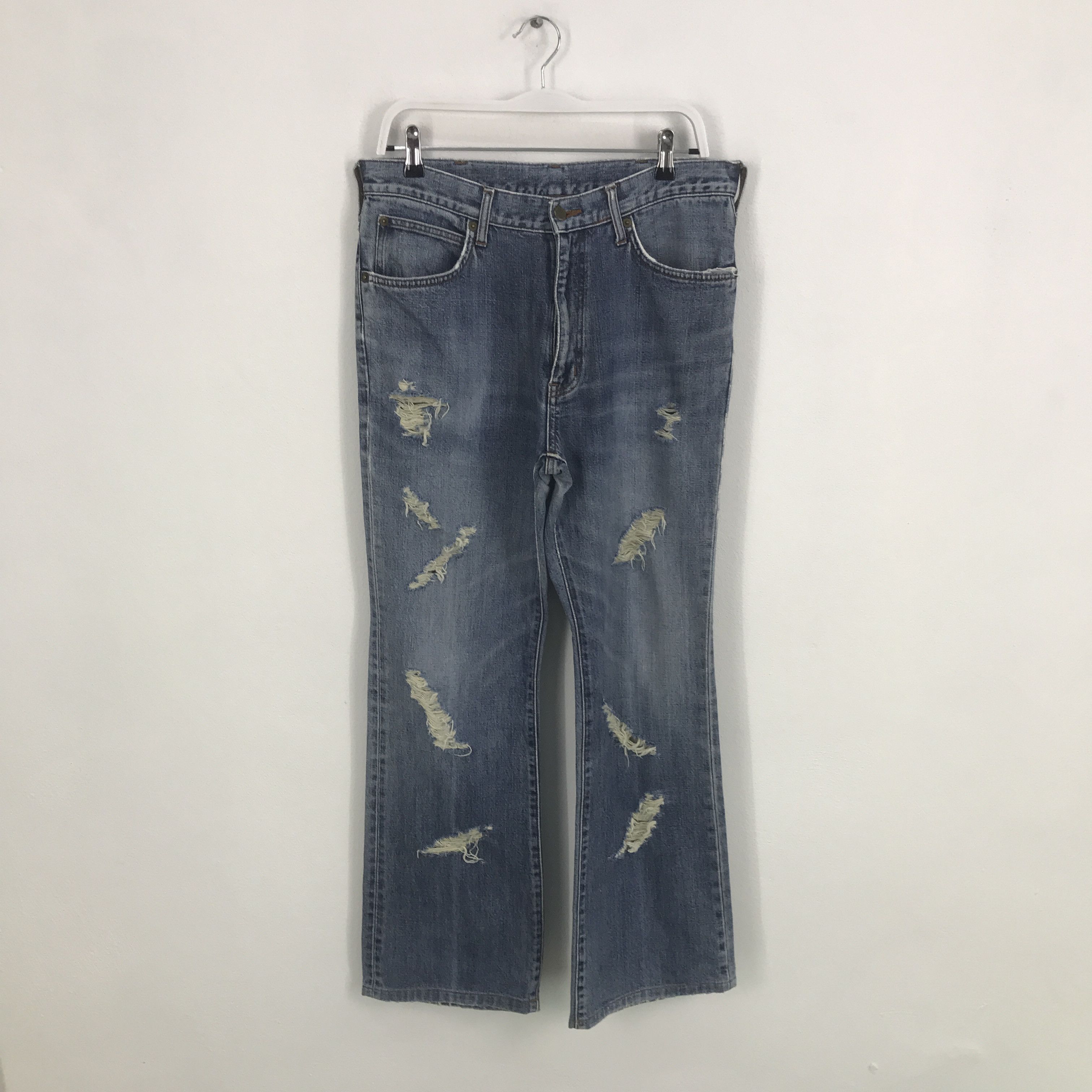 Flare wrangler Bootcut distressed denim jeans pants
