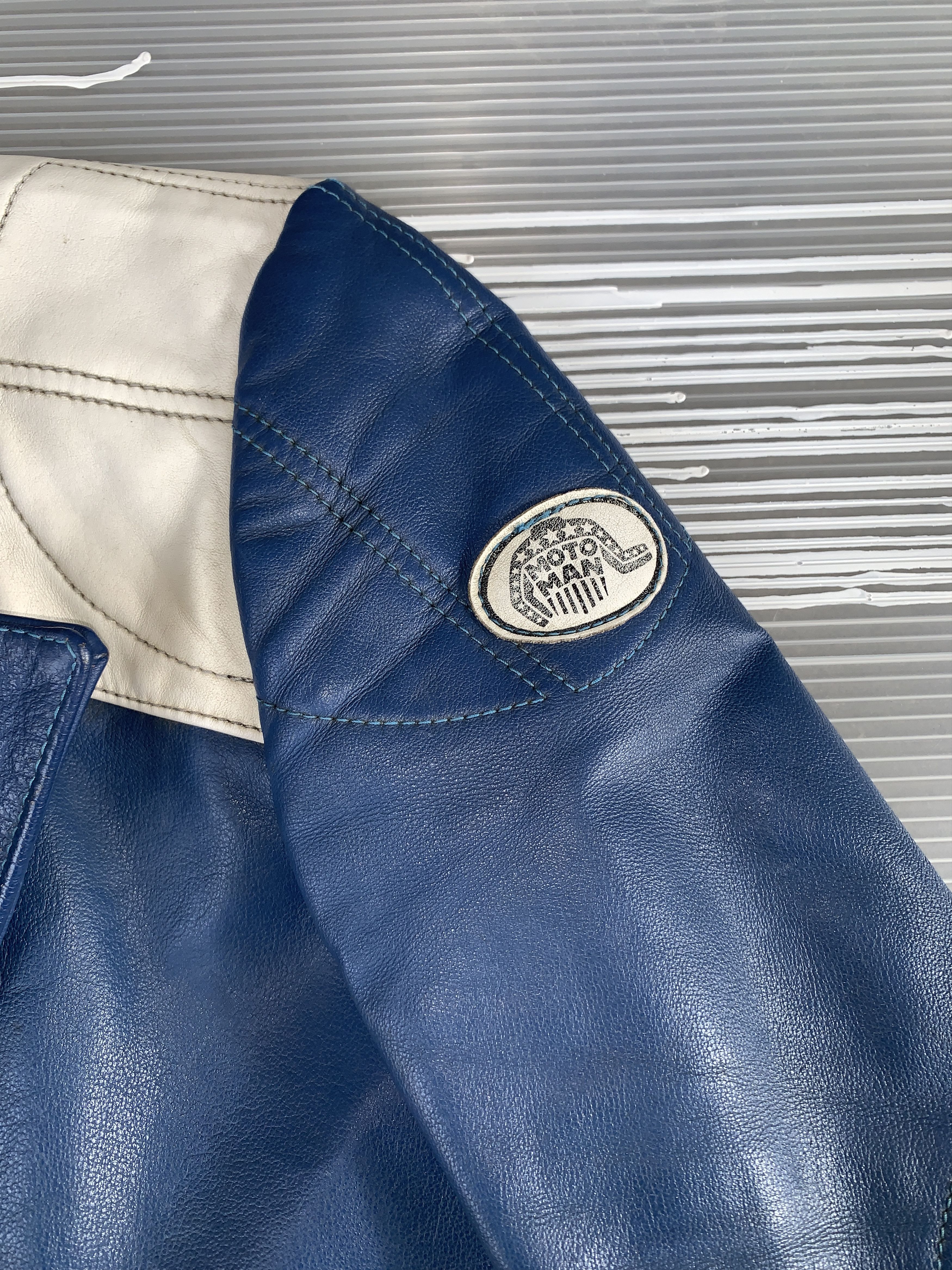 Genuine Leather Monte Carlo blue leather racer jacket - L Size L / US 10 / IT 46 - 4 Thumbnail
