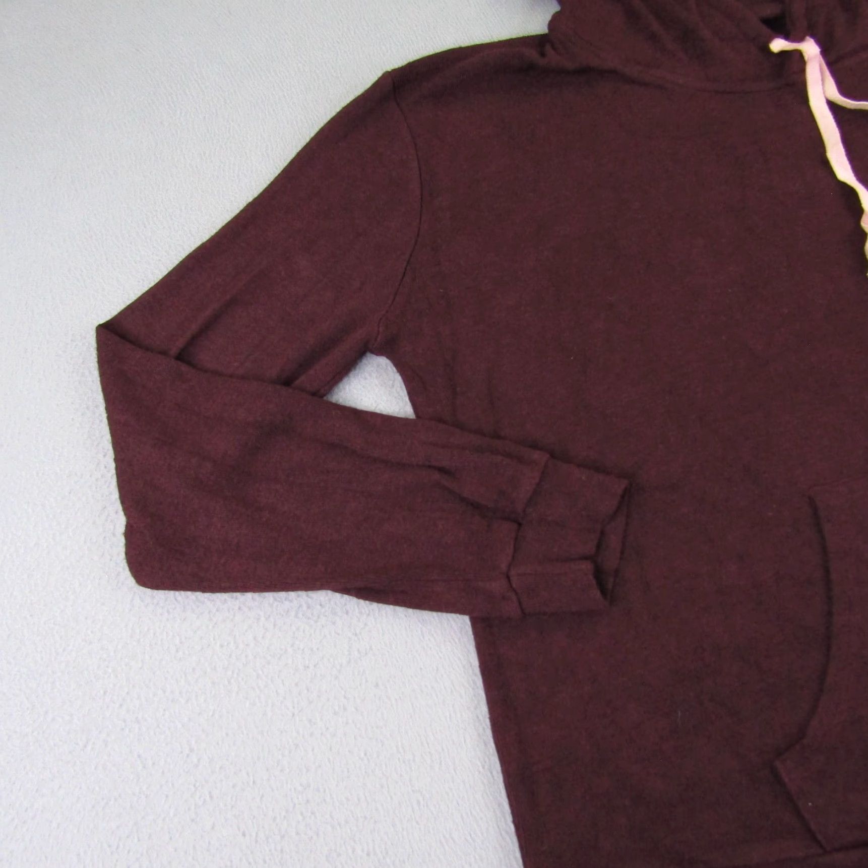 Brandy Melville Brandy Melville John Galt Hoodie Sweater Womens One Size Red Burgundy Knit Pullover Hooded Knit Italy Jumper Casual Regular Size ONE SIZE - 3 Thumbnail