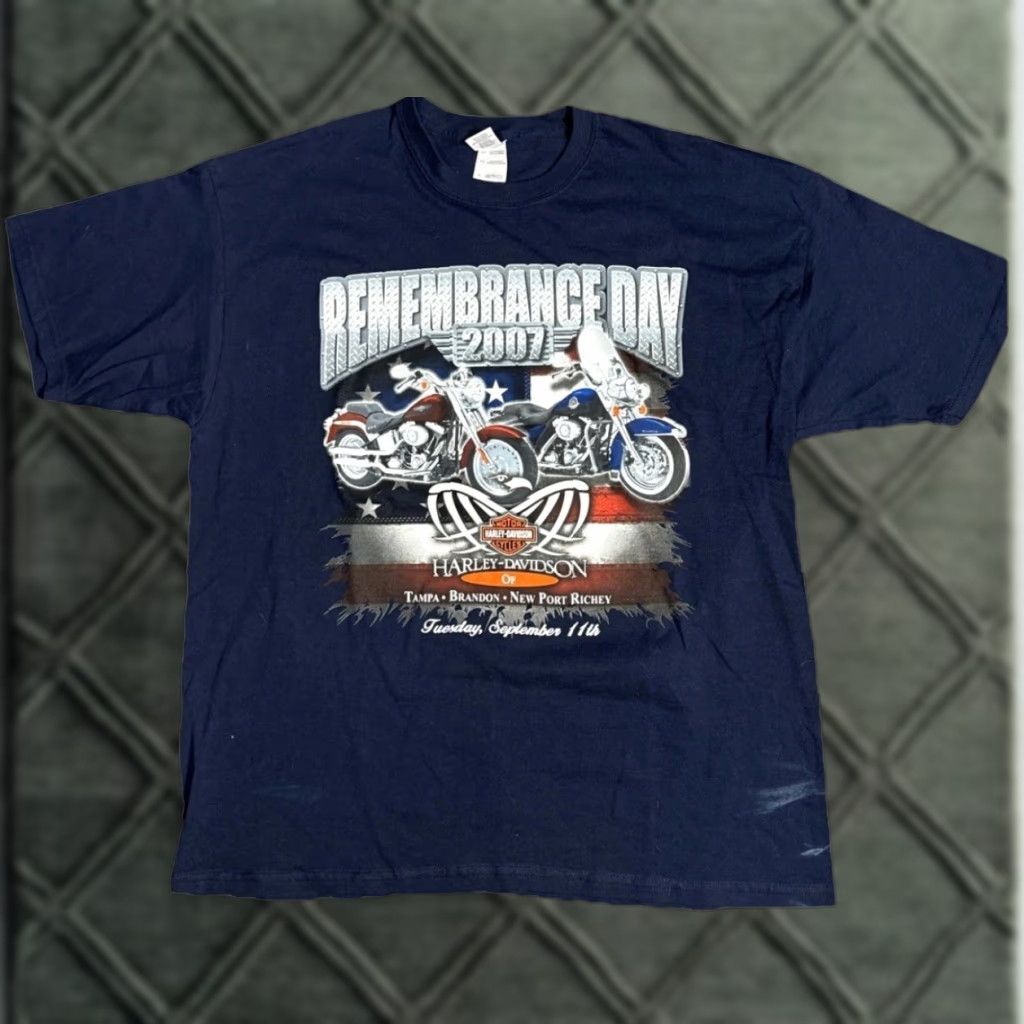 Harley Davidson VINTAGE Harley-Davidson T-Shirt Navy Blue Harley-Davidson Remembrance Day Biker Motorcycle Y2K XL Men Blue T-Shirt Mens 2000s Motorcycle Size US XL / EU 56 / 4 - 1 Thumbnail
