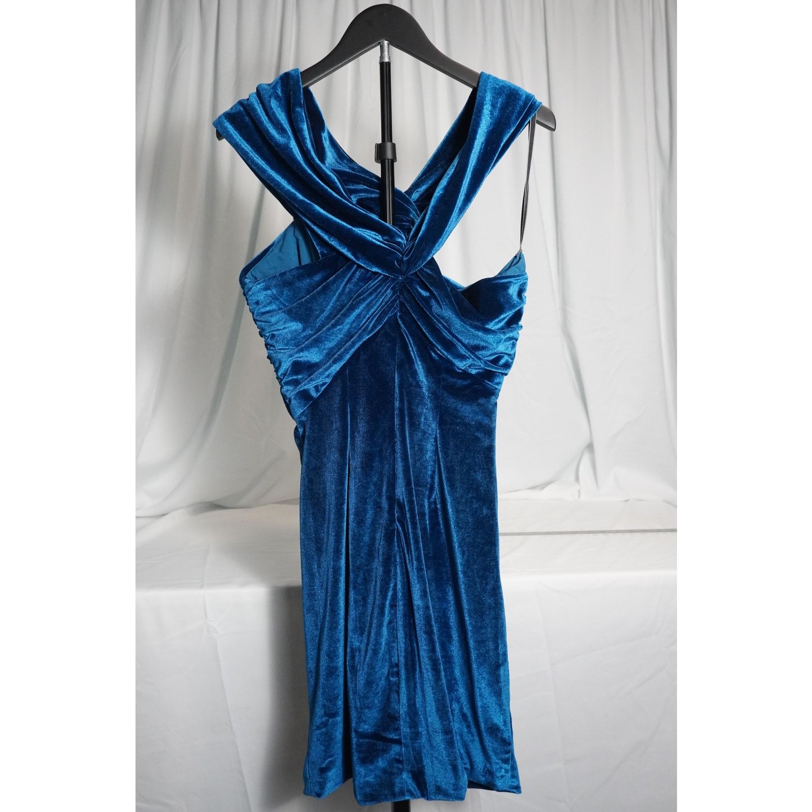 Zac Posen ZAC POSEN Velvet Cocktail Dress – Teal Blue Ruched Bodycon Size M / US 6-8 / IT 42-44 - 2 Thumbnail