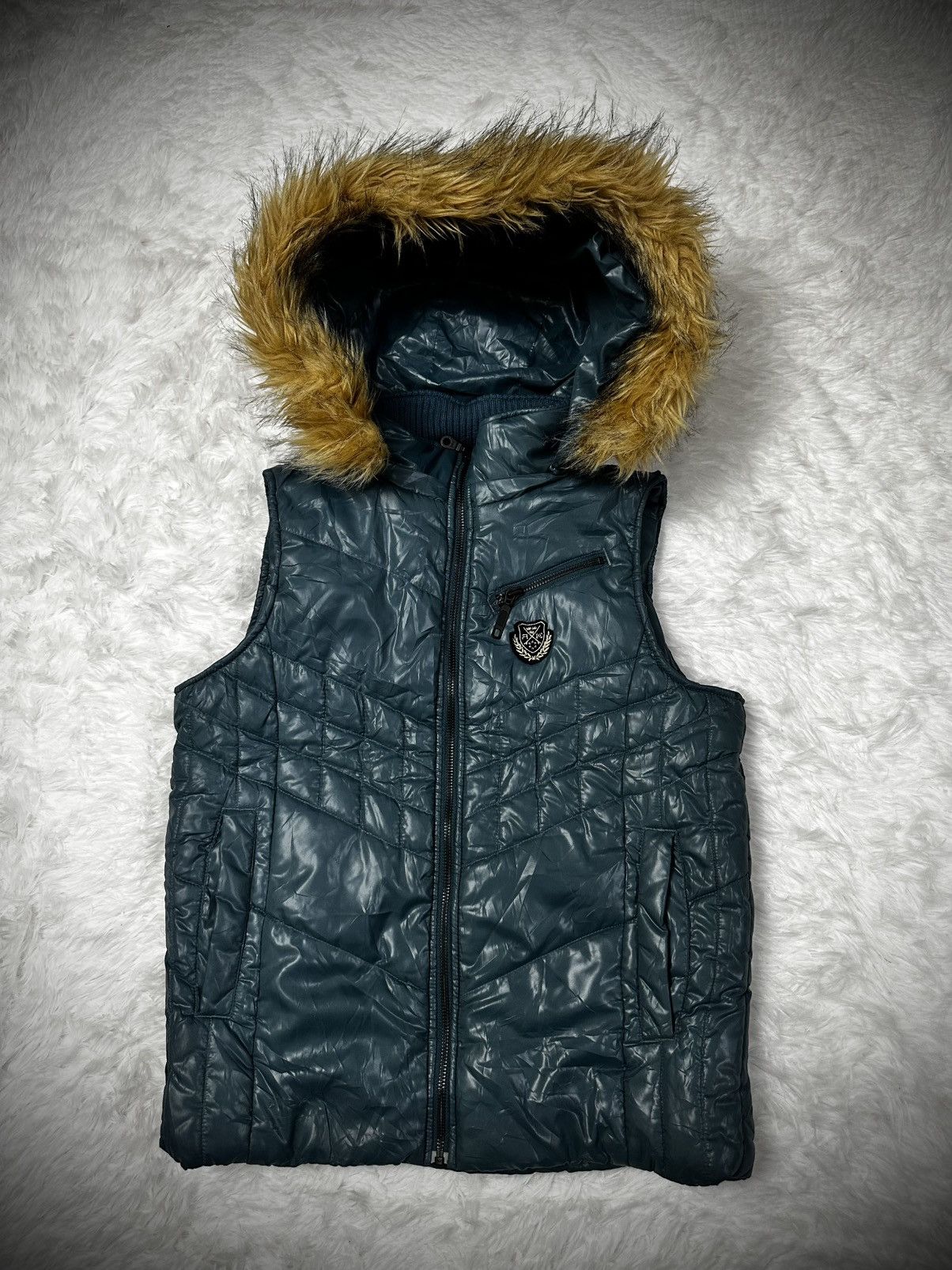 💥rare💥 japanese brand russ-k faux fur puffer vest