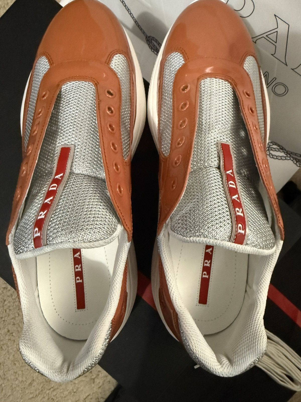 Prada Orange Prada American Cup Sneakers Size US 10 / EU 43 - 2 Thumbnail