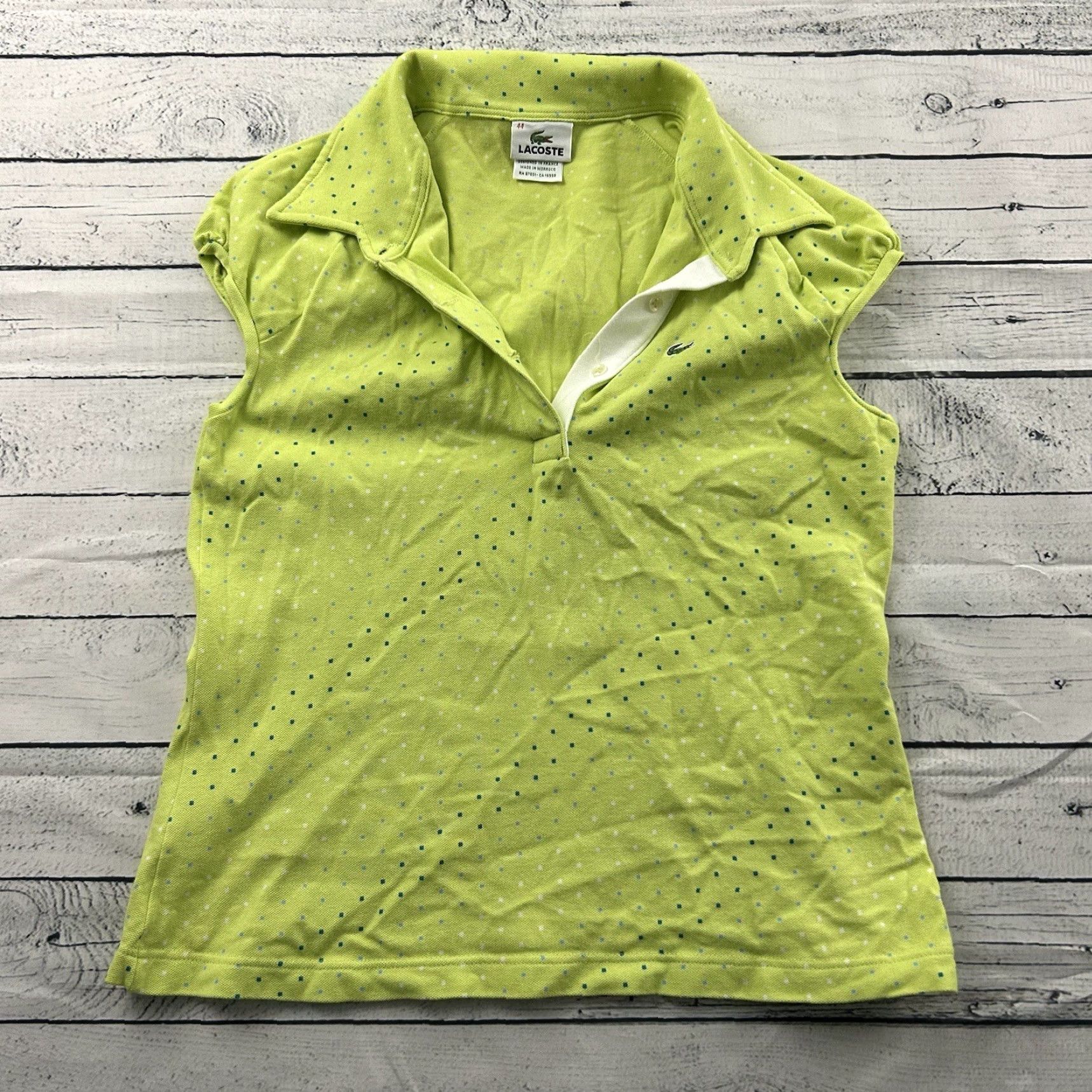 Lacoste Lacoste Tank Women's 44 Green Sleeveless Dot Print Shirt Size M / US 6-8 / IT 42-44 - 2 Thumbnail