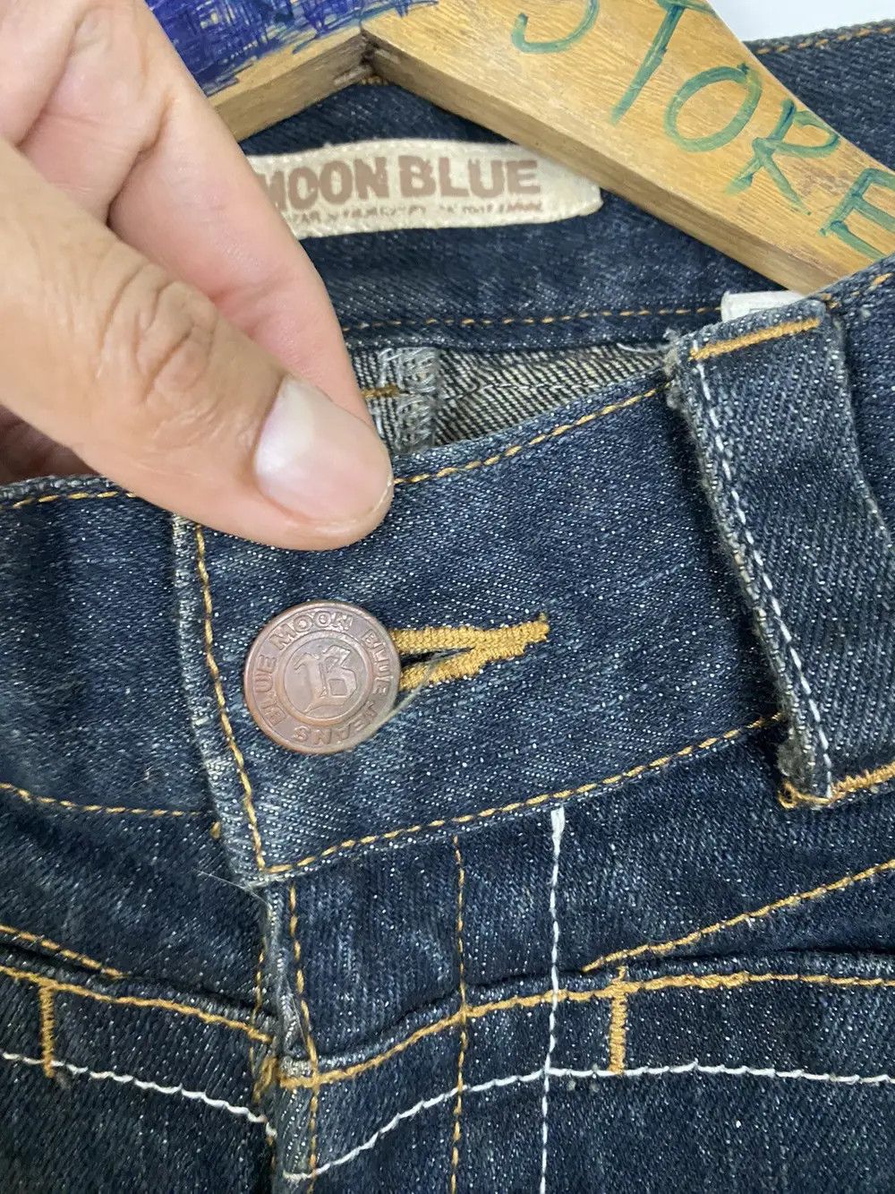 Japanese Brand × Vintage Vintage Double Waist Denim Blue Moon Blue Size US 30 / EU 46 - 13 Thumbnail