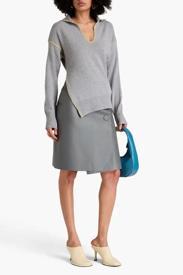 Marni o1w1db11125 Wool And Cashmere-Blend Polo Sweater in Grey Size XL / US 12-14 / IT 48-50 - 2 Thumbnail