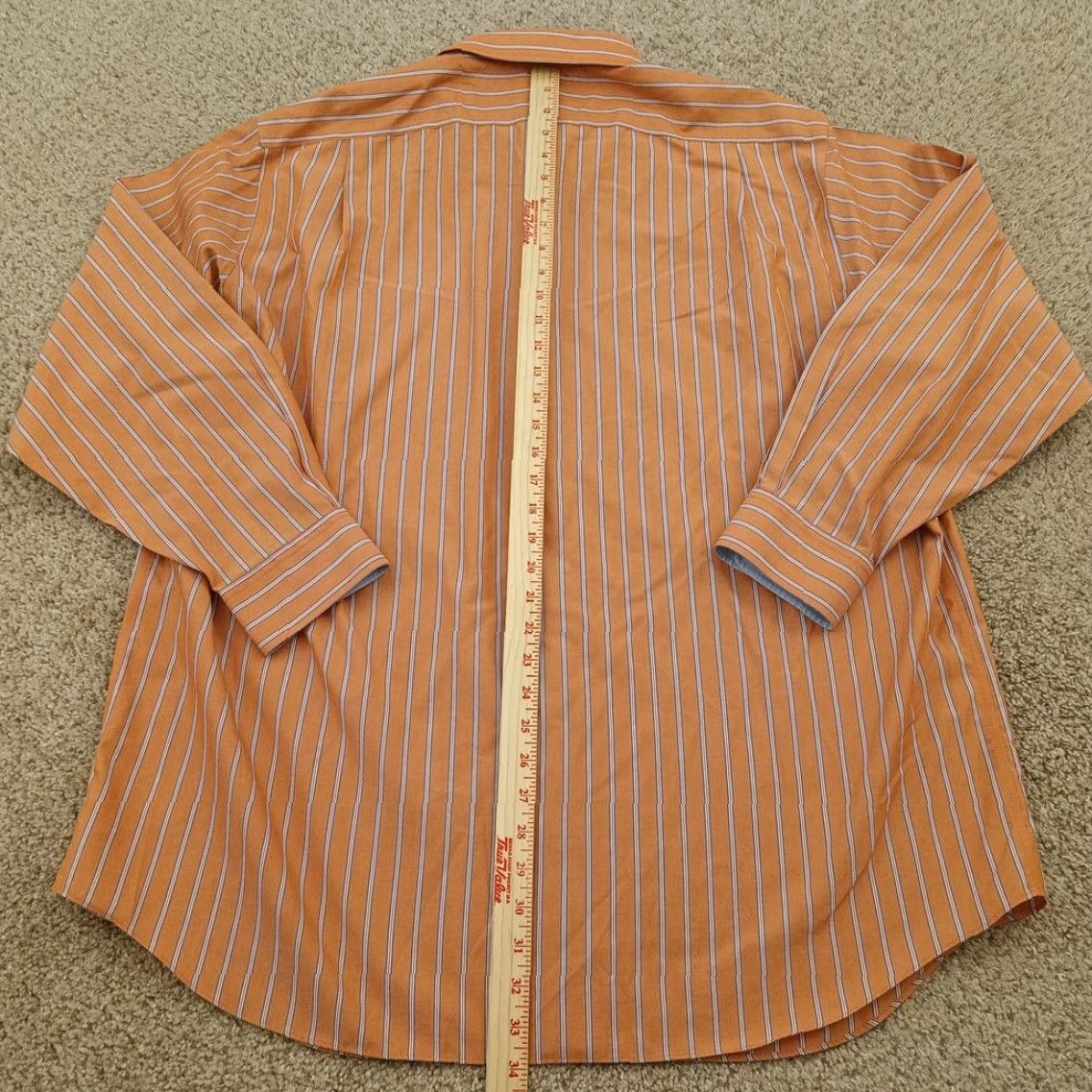 Vintage Paul Fredrick Shirt Mens Size 18 Orange Striped Long Sleeve Button-Up Cotton Size US XXL / EU 58 / 5 - 5 Thumbnail