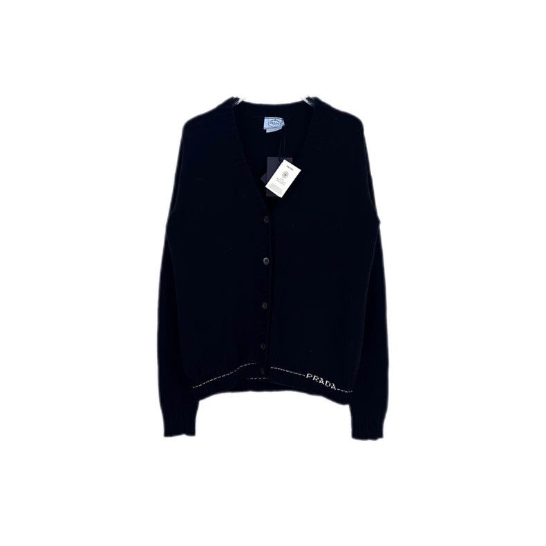 Prada Logo bimaterial cardigan | Grailed